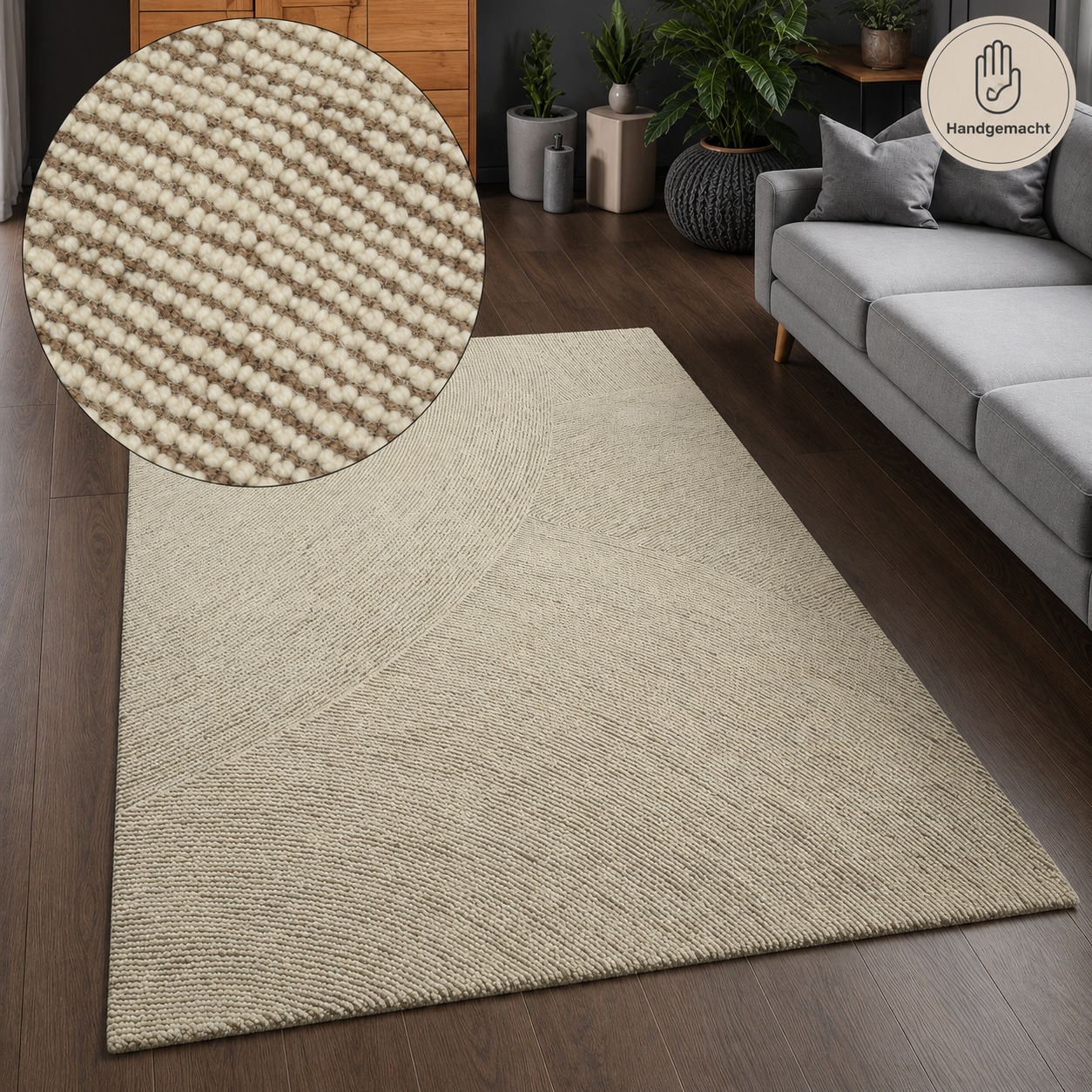OTTO home Wollteppich "Liviaa, handgewebt, Wolle" rechteckig 18 mm Höhe Zen, Skandi, Hygge, Natur, Wohnzimmer, Schlafzimmer, Esszimmer