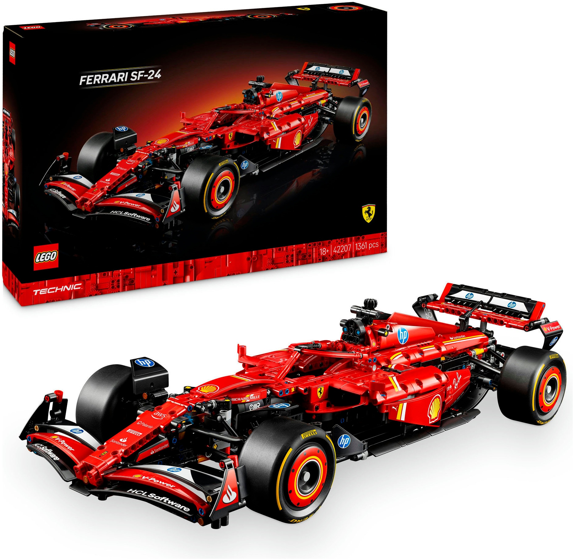LEGO Kinder Konstruktionsspielsteine "Ferrari SF-24 F1 Rennauto (42207), LEGO Technic", bunt, Kunststoff, Spielbausteine, Made in Europe