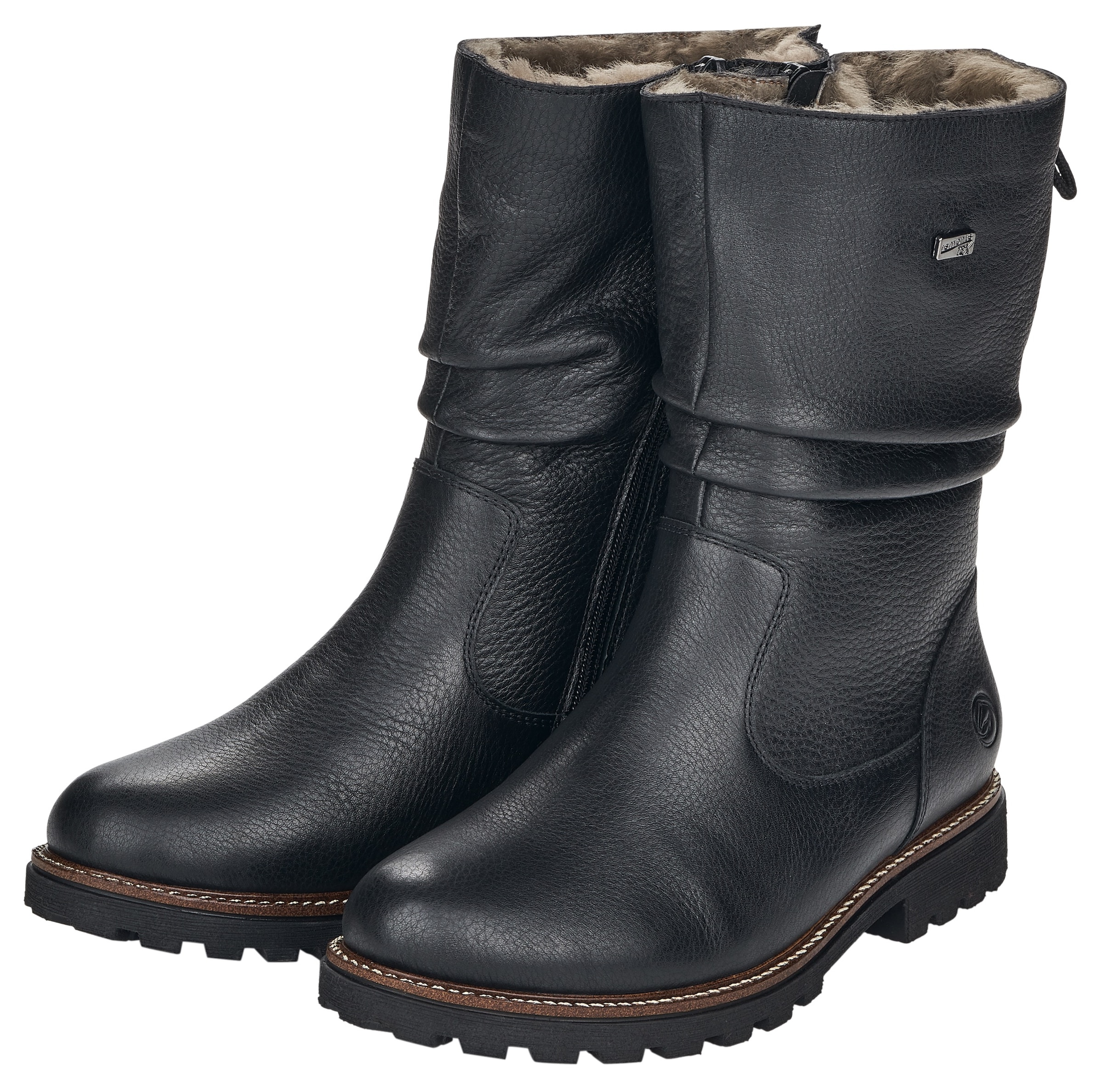 Remonte Winterstiefel, Blockabsatz, Winterboots mit Falten am slouchy Schaft, schmale Form