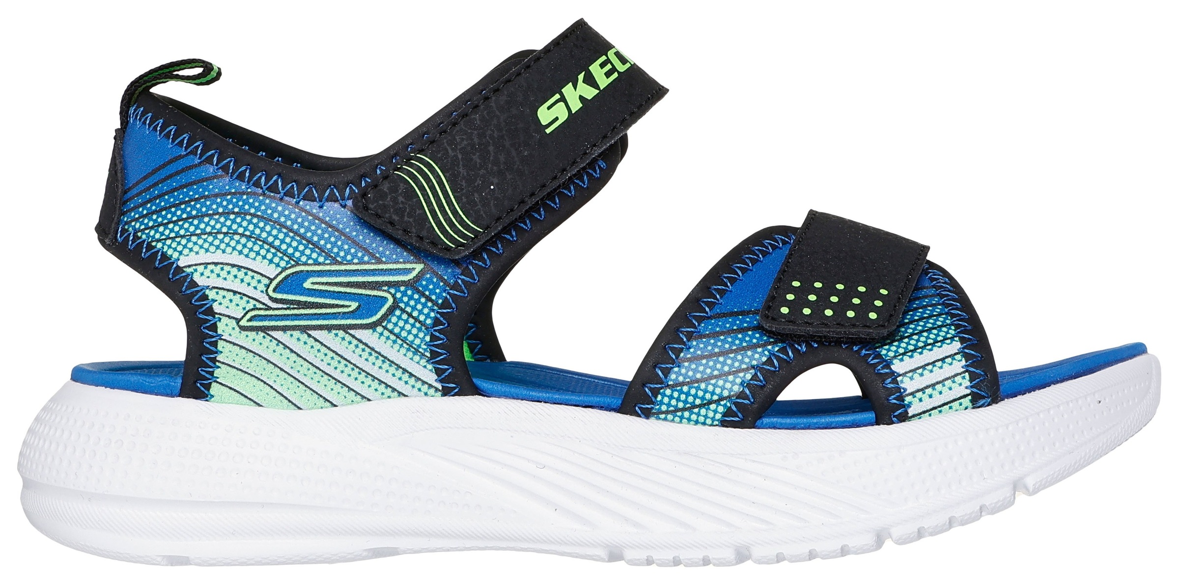 Sandale SKECHERS "MICROSPEC-SPLASH", Jungen, Gr. 29, bunt (schwarz, limette), Lederimitat, kontrastfarbene Details, Schuhe Sandale, leichte Sandale mit Klettverschluss, Größenschablone zum Download 3