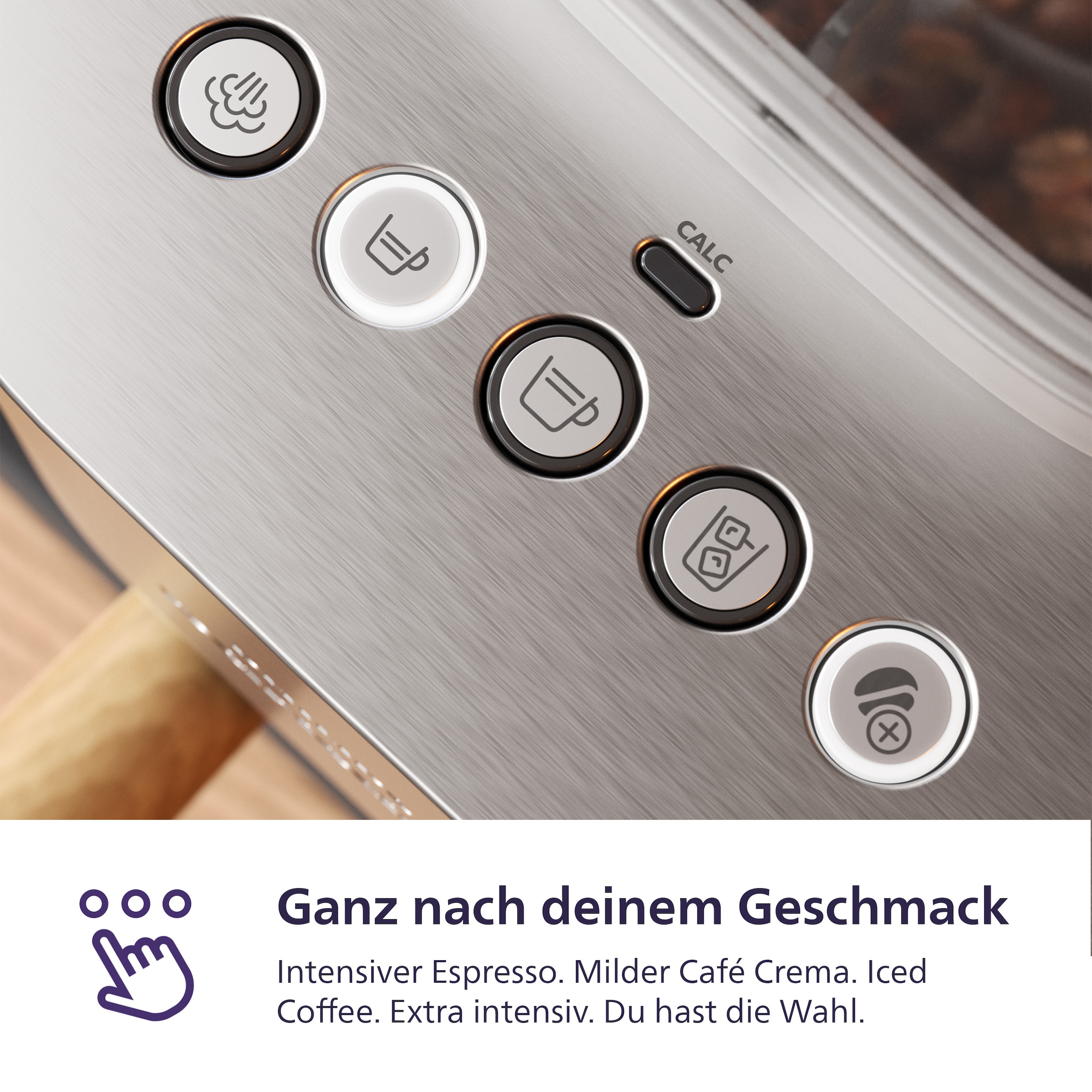 PHILIPS baristina Espressomaschine »Latte Plus BAR700/00 mit Mahlwerk für ganze Bohnen« automatische Milchdüse, 16 bar Pumpendruck, Edelstahl/Eschenholz