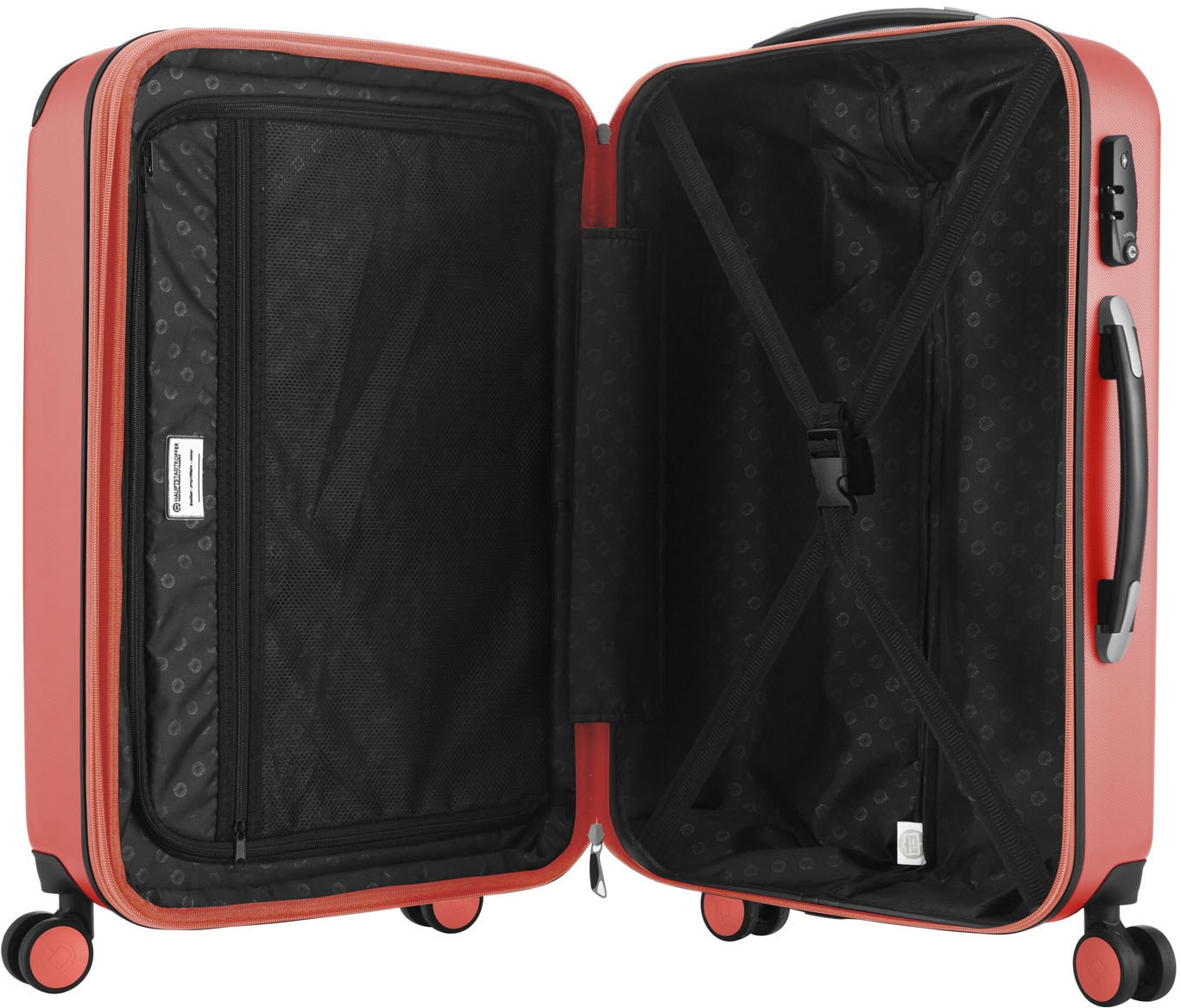 Hauptstadtkoffer Hartschalen-Trolley »Spree, 65 cm, korall«, 4 Rollen, Hartschalen-Koffer Koffer mittel groß Reisegepäck TSA Schloss