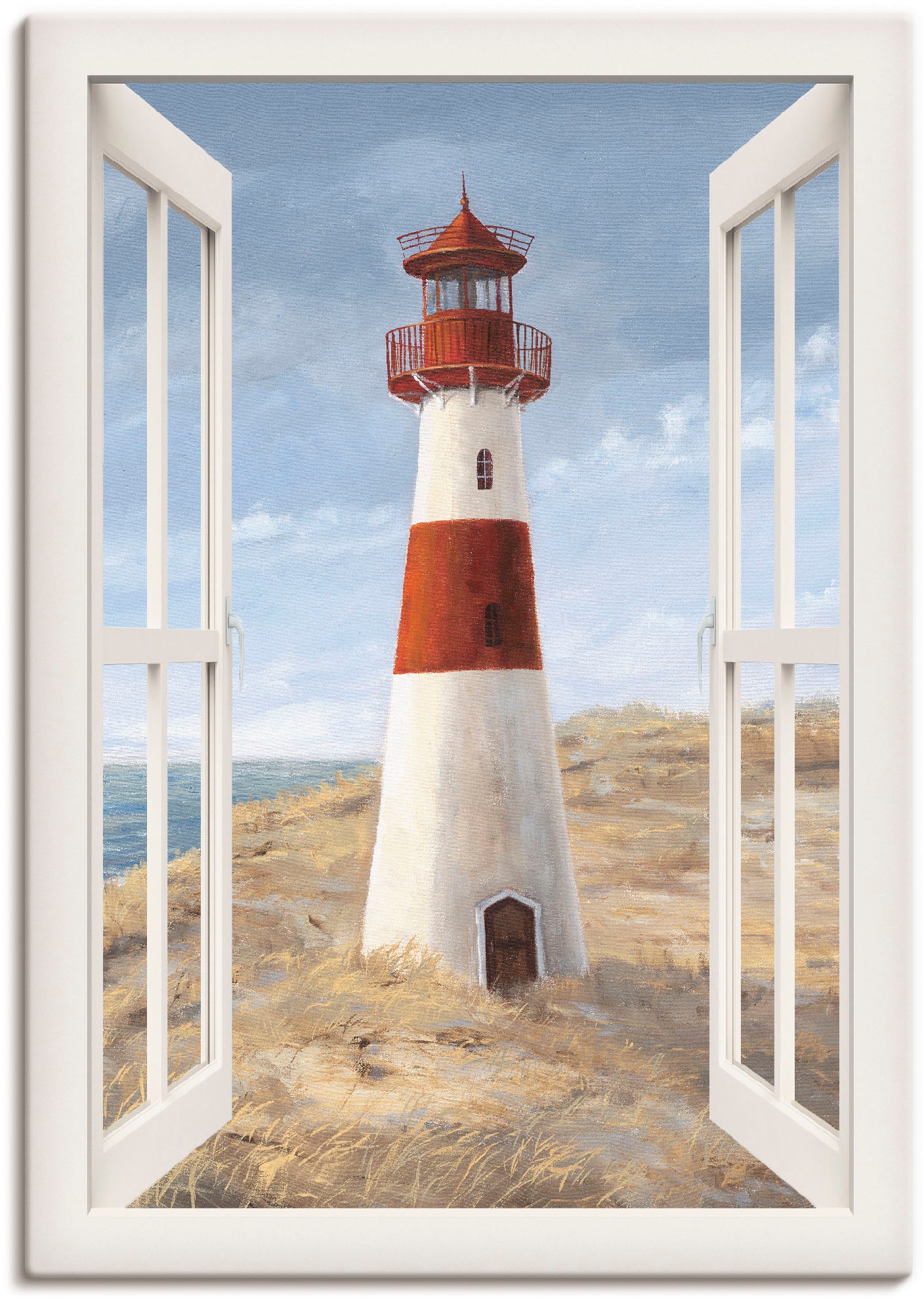 Artland Wandbild "Leuchtturm I Fensterblick" Gebäude 1 Stk. tlg. als Alubil günstig online kaufen