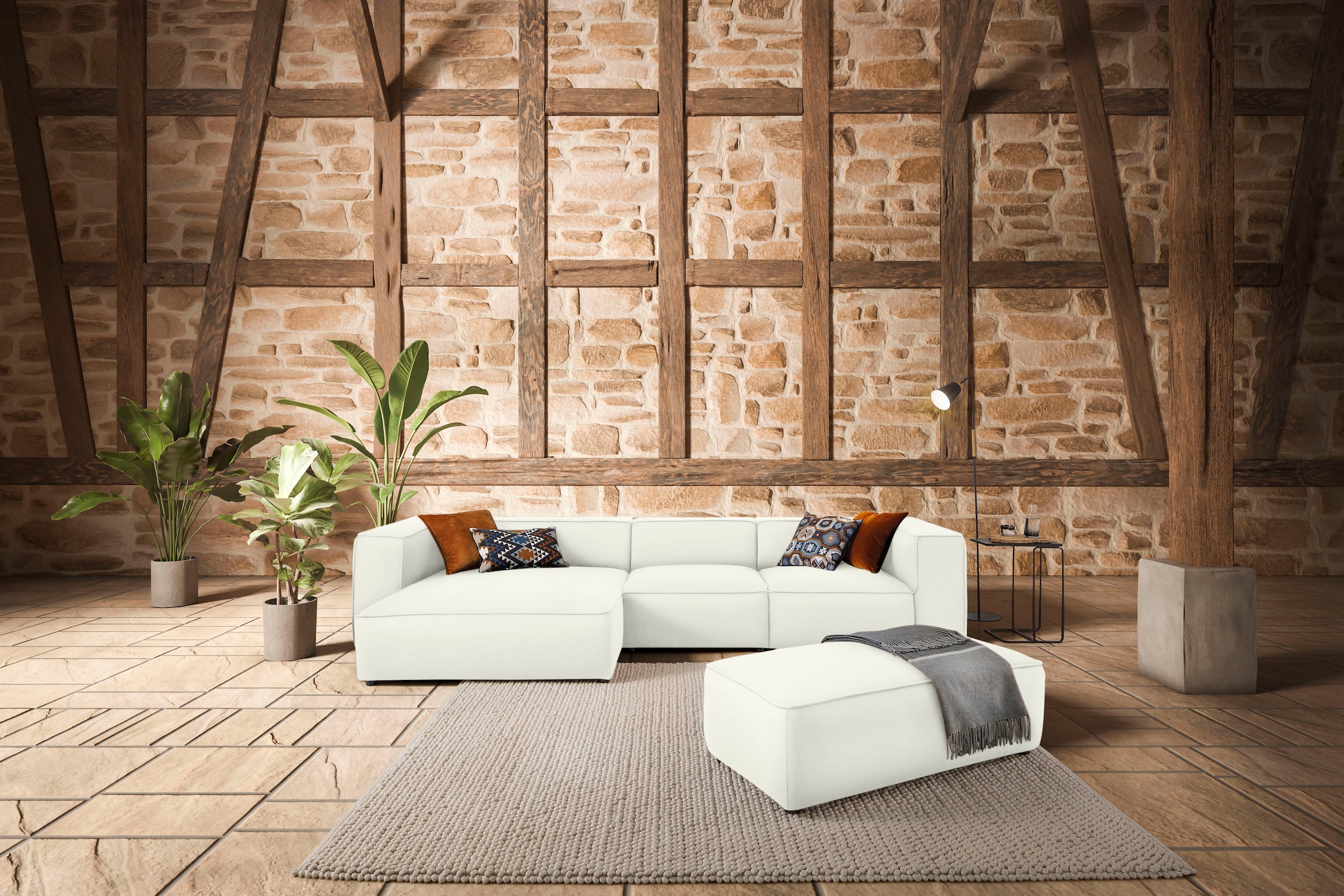 W.SCHILLIG Ecksofa "around-the-block Mega Sofa, viel Platz und hoher Sitzkomfort, L-Form" mit eleganter Biese, mit Federkern, Breite 341 cm