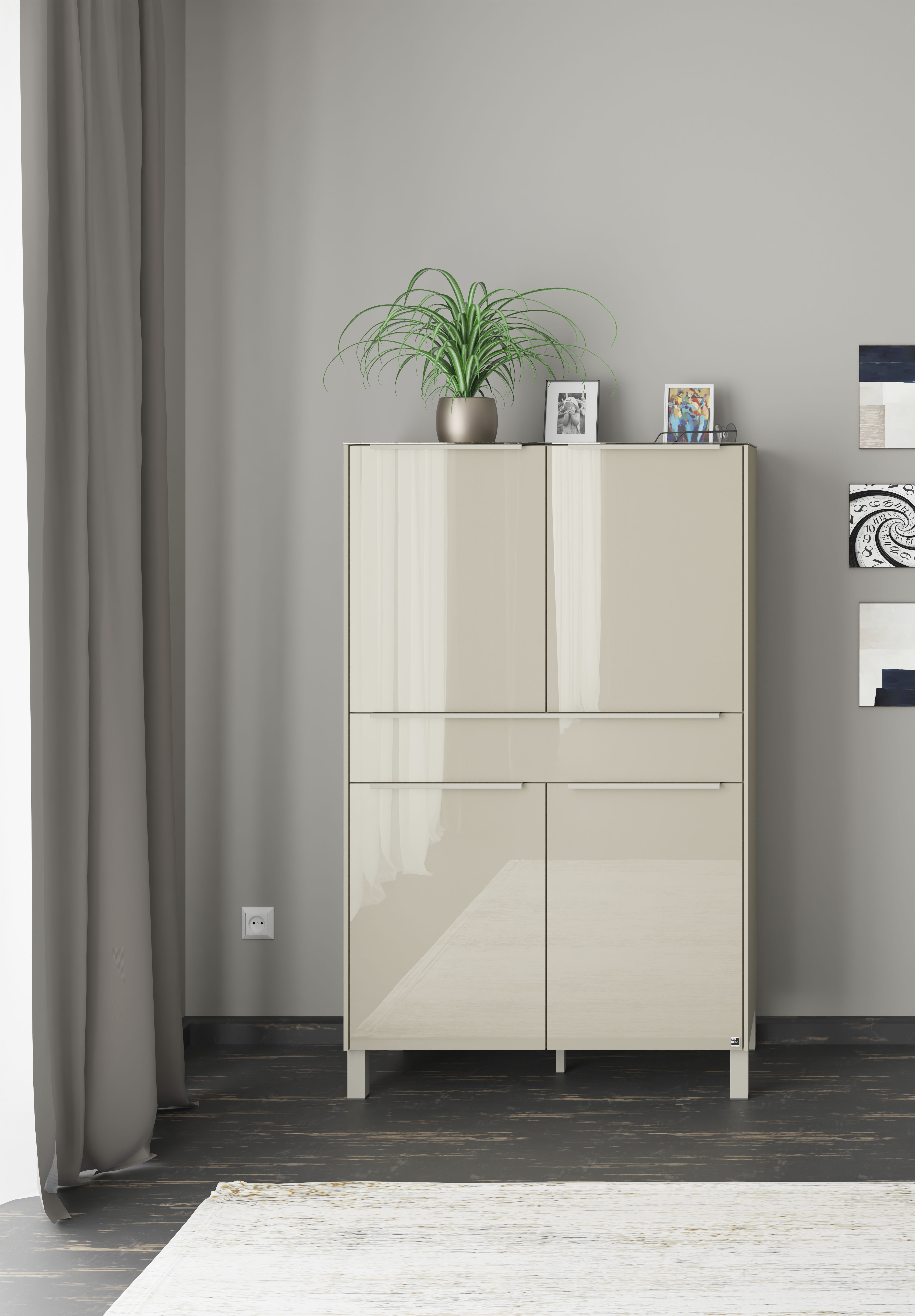 set one by Musterring Highboard "Reno" 1 Stk. tlg. Mit Vierkantfuß in diversen Farben, 152 cm Höhe & Farbauswahl