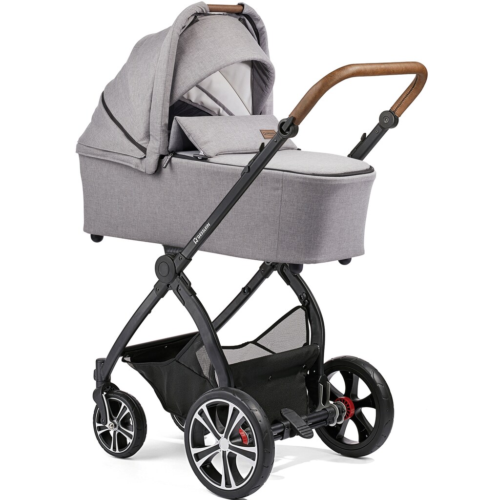 Gesslein Kombi-Kinderwagen »FX4 Classic, schwarz/tabak, hellgrau mel./Sterne grau/mintgrün meliert«, mit Wanne CX3; Design & Handarbeit aus Deutschland