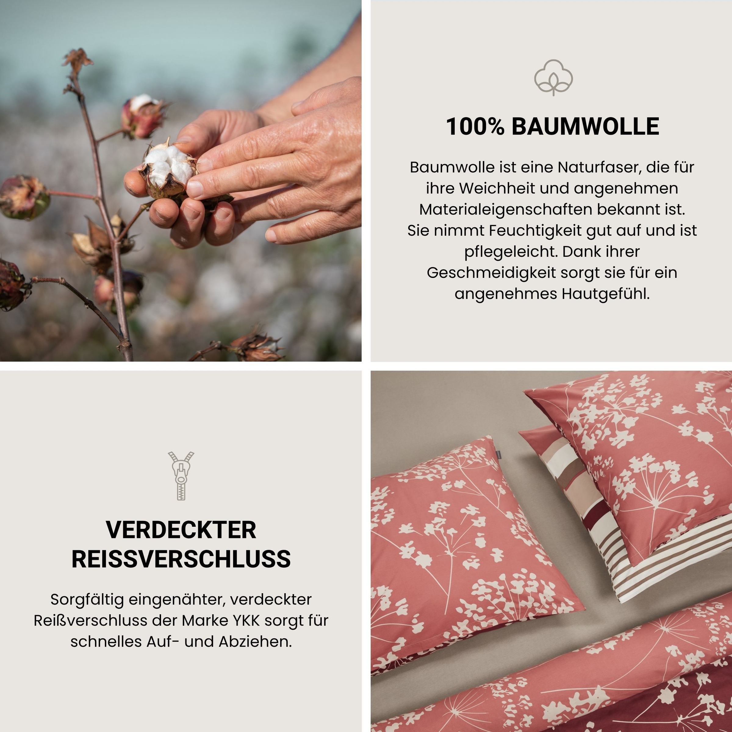 Schiesser Wendebettwäsche »Alyssa aus weicher Baumwolle mit feinen Blüten bedruckt« 2 Stk. OEKO-TEX® MADE IN GREEN