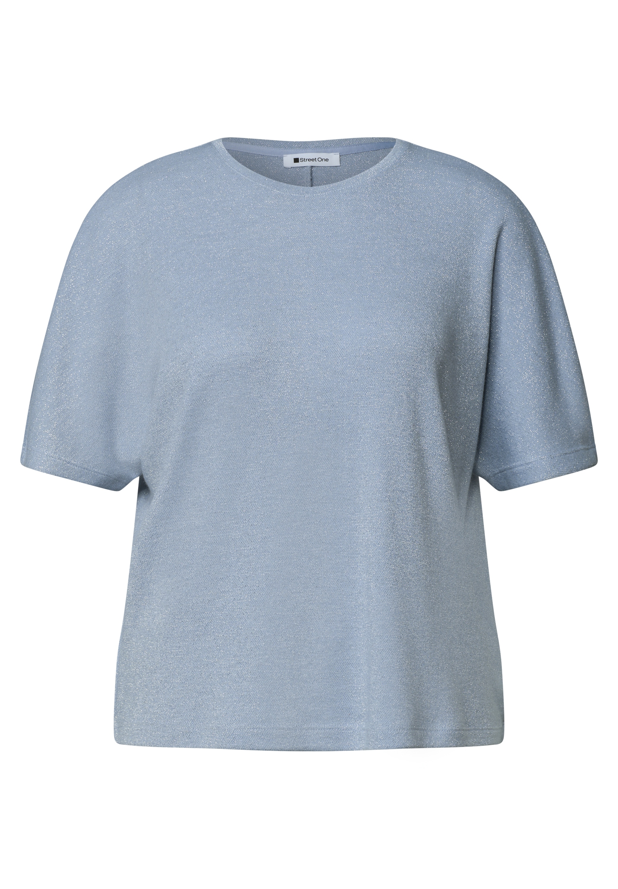 STREET ONE Kurzarmshirt Sommershirt mit Rundhals und Glitzerdetails