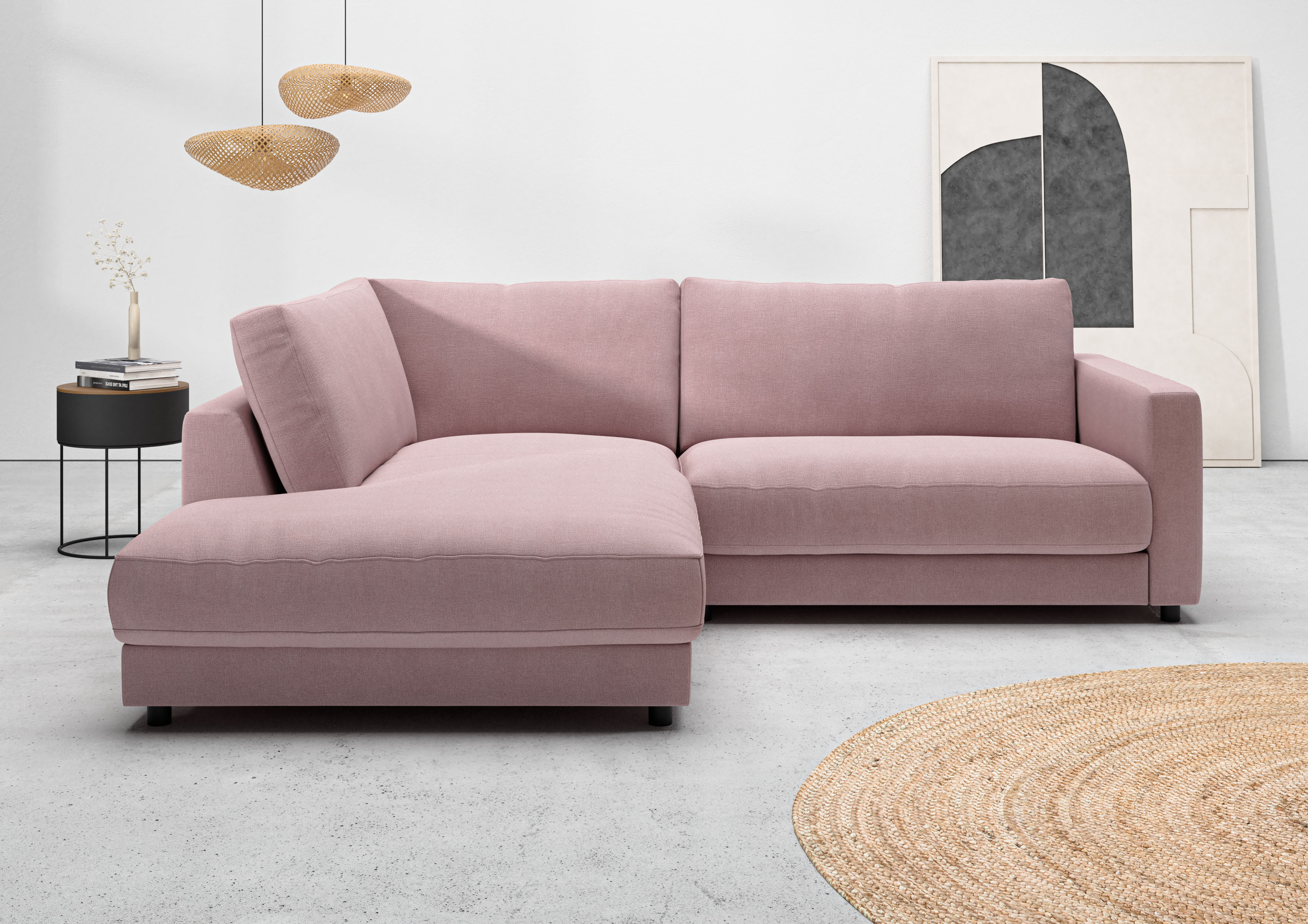Home affaire Ecksofa "Ecksofa Jiro, L-Form, große Sitztiefe, Breite 252 cm" lose Sitz- & Rückenkissen, weicher Polsteraufbau, komfortabel & modern