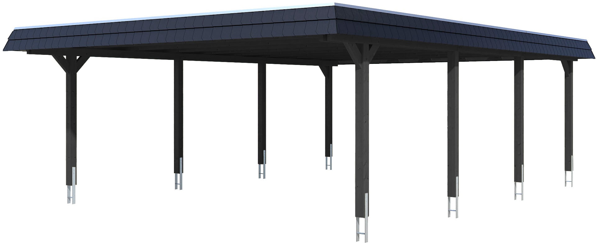 Skanholz Doppelcarport "Wendland" Leimholz 550 cm Anthrazit, schwarze Blende