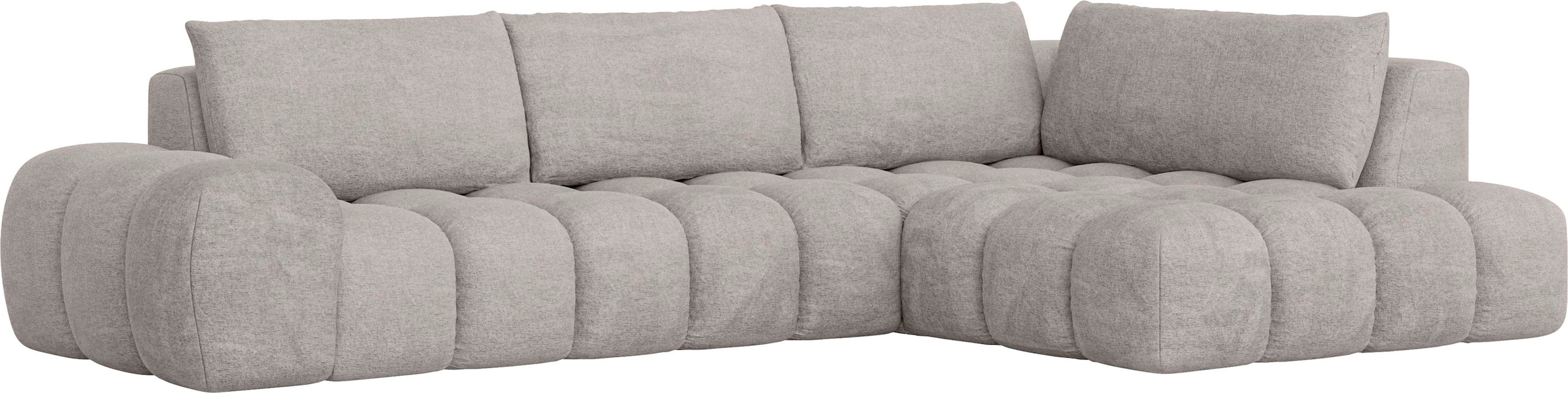 INOSIGN Ecksofa »AZITA Designsofa, elegant und bequem L-Form, Bubble-Optik«, lose Rückenkissen, traumhafte Steppung, Maße B/T/H: 352/210/72 cm
