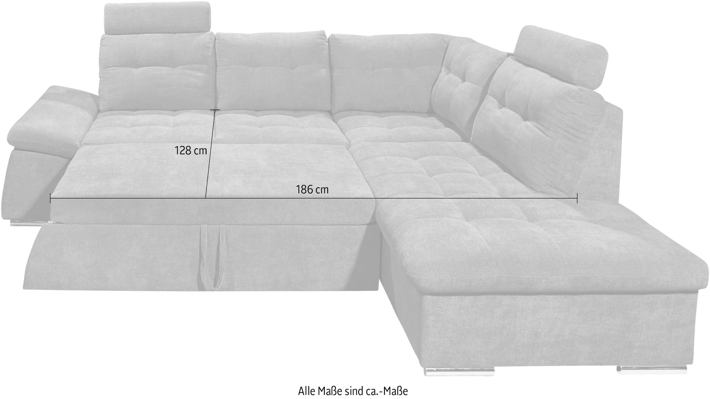 ED EXCITING DESIGN Ecksofa »Nalo L-Form«, mit Bettfunktion, Bettkasten, Kopfstützen, Nierenkissen etc.