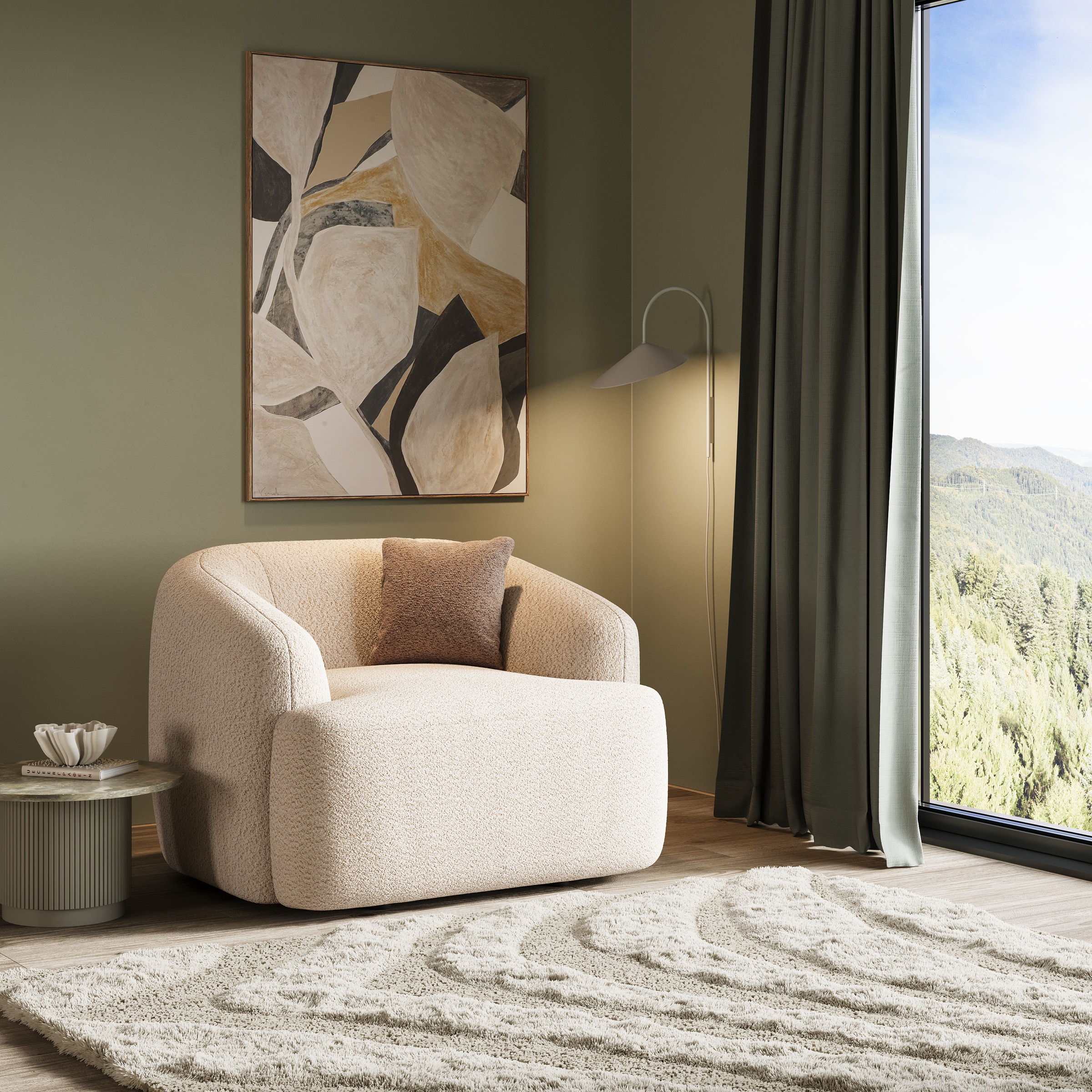 Home affaire Sessel "Nergal, B/T/H, 120/110/81 cm" Großer Sessel mit Wellen günstig online kaufen