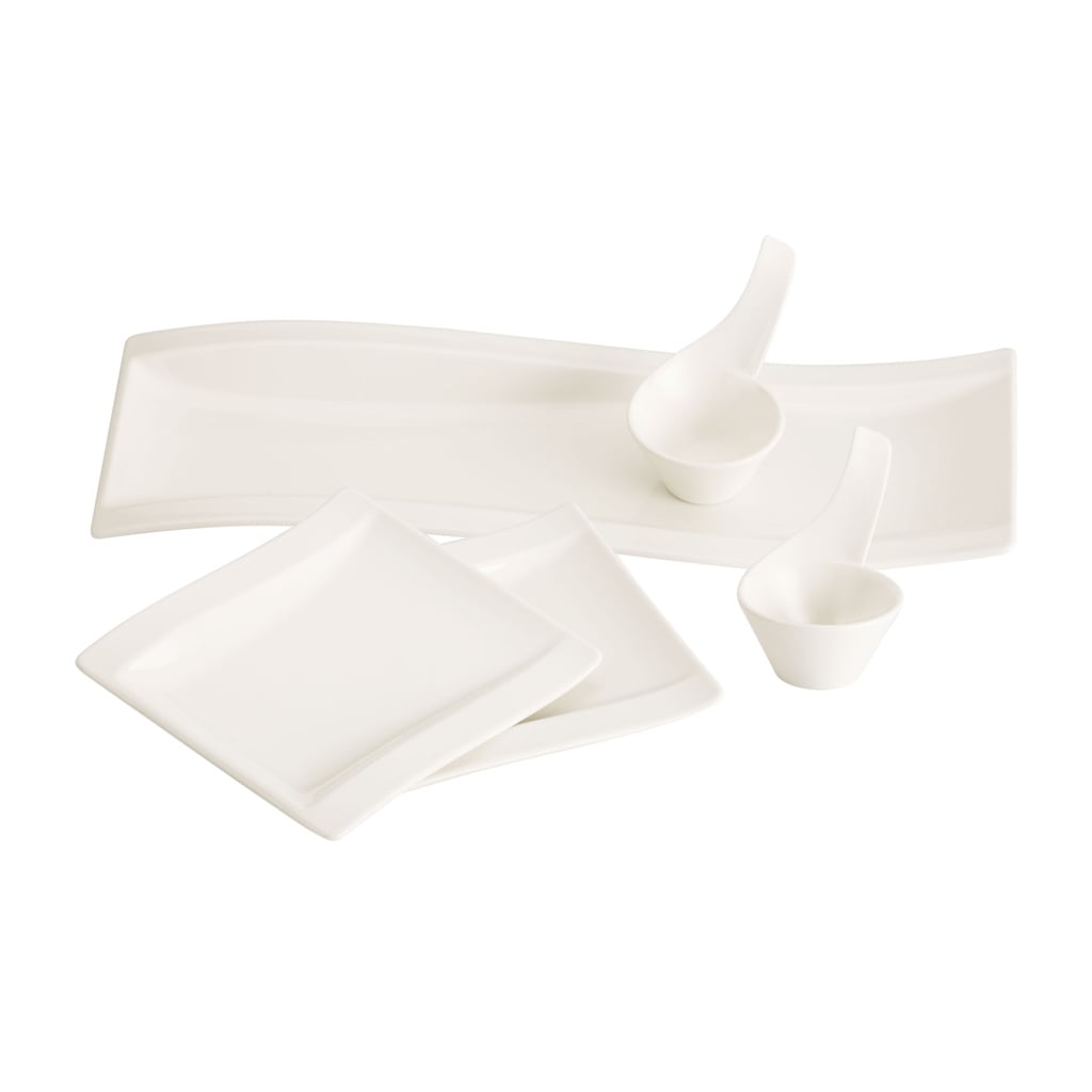 Villeroy & Boch Geschirr-Set "Antipasti Set NewWave 5er Set weiß" Spülmaschinengeeignet, Mikrowellenfest