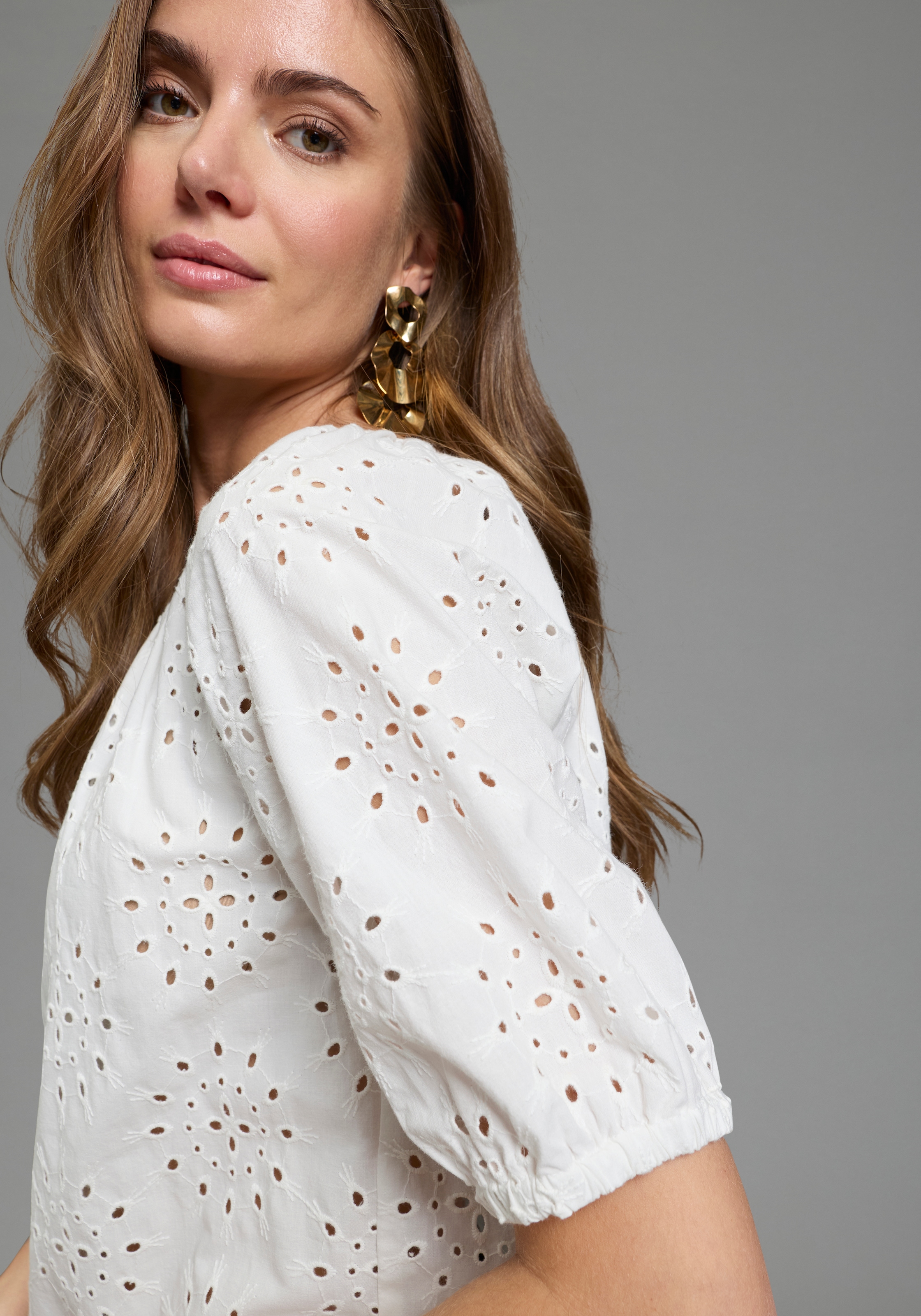 Laura Scott Schlupfbluse feminin für Partymode und Festtagsmode, aus Baumwolle