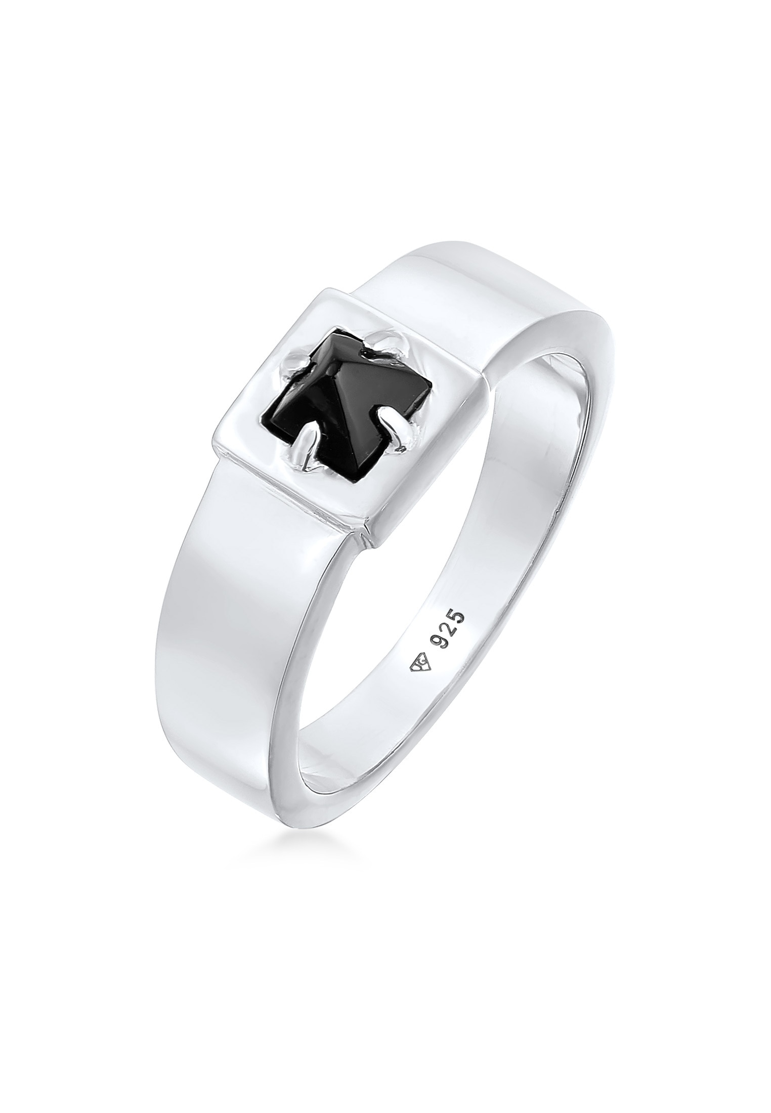 Kuzzoi Siegelring »Ring Herren Bandring Onyx Pyramide 925 Silber«