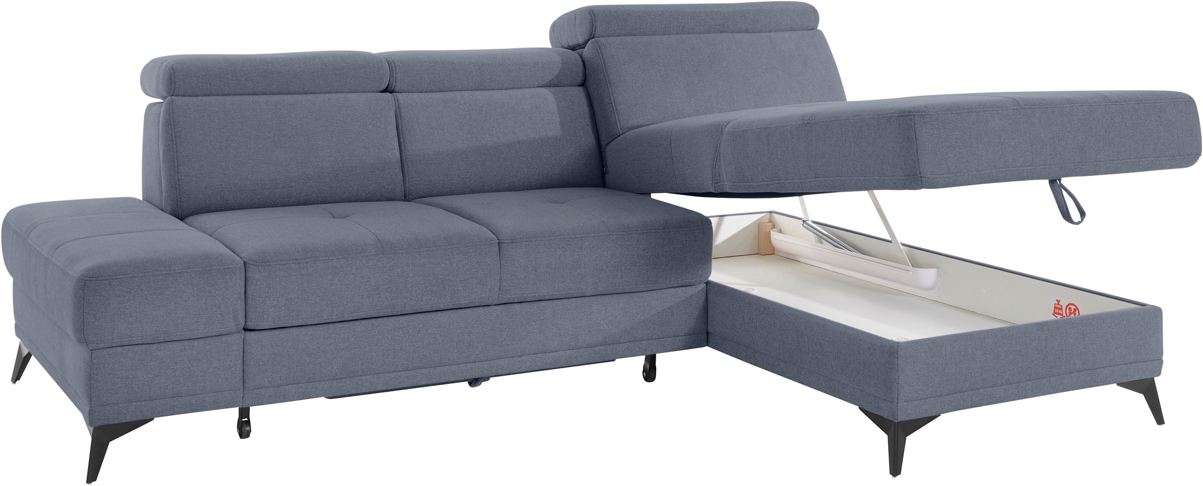 INOSIGN Ecksofa »Cardiz L-Form«, inkl.Kopfteilverstellung und Federkern wahlweise mit Bettfunktion