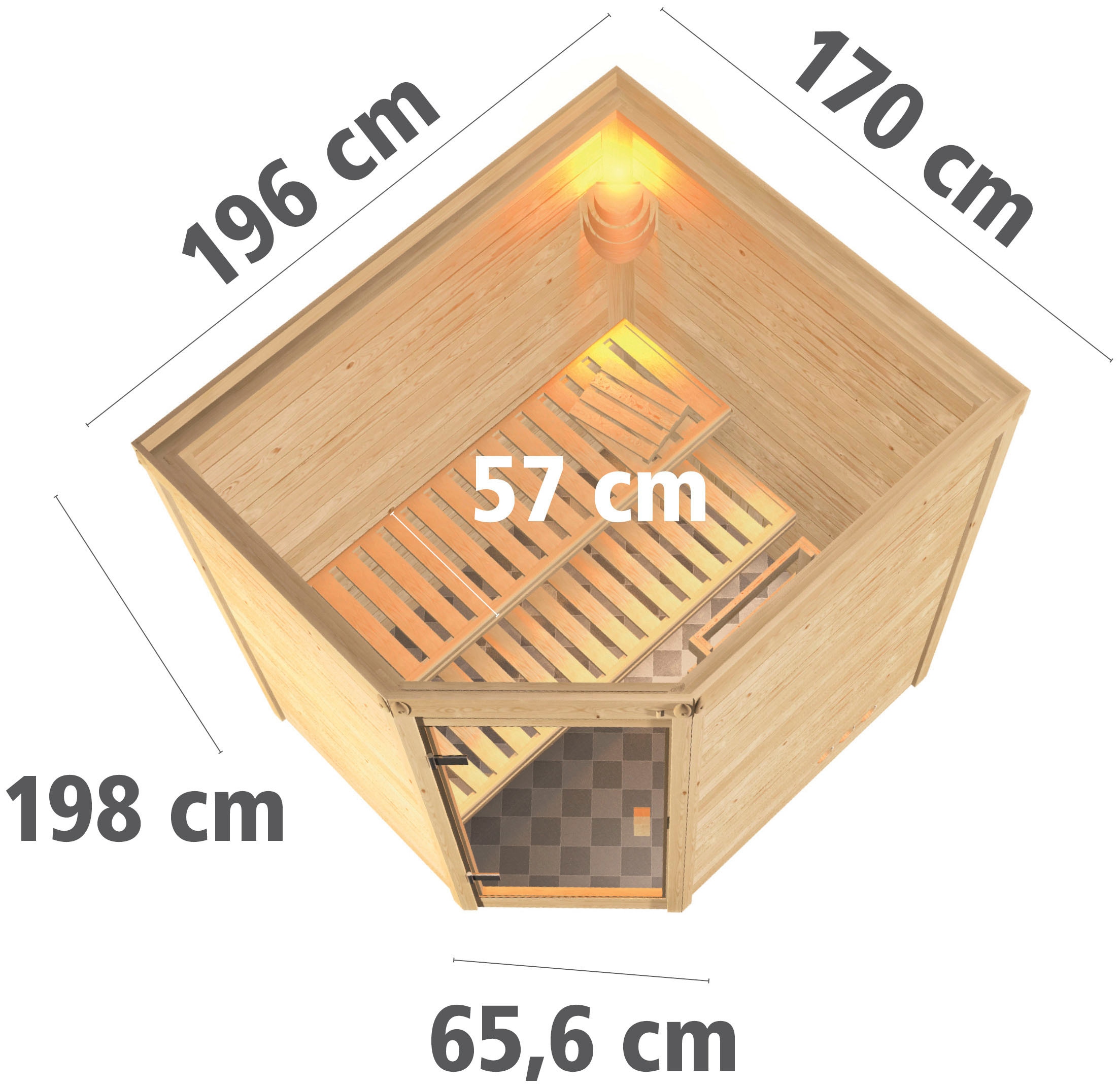 Karibu Sauna »Mia (Fronteinstieg)«, inklusive Ofenschutzgitter und Tür