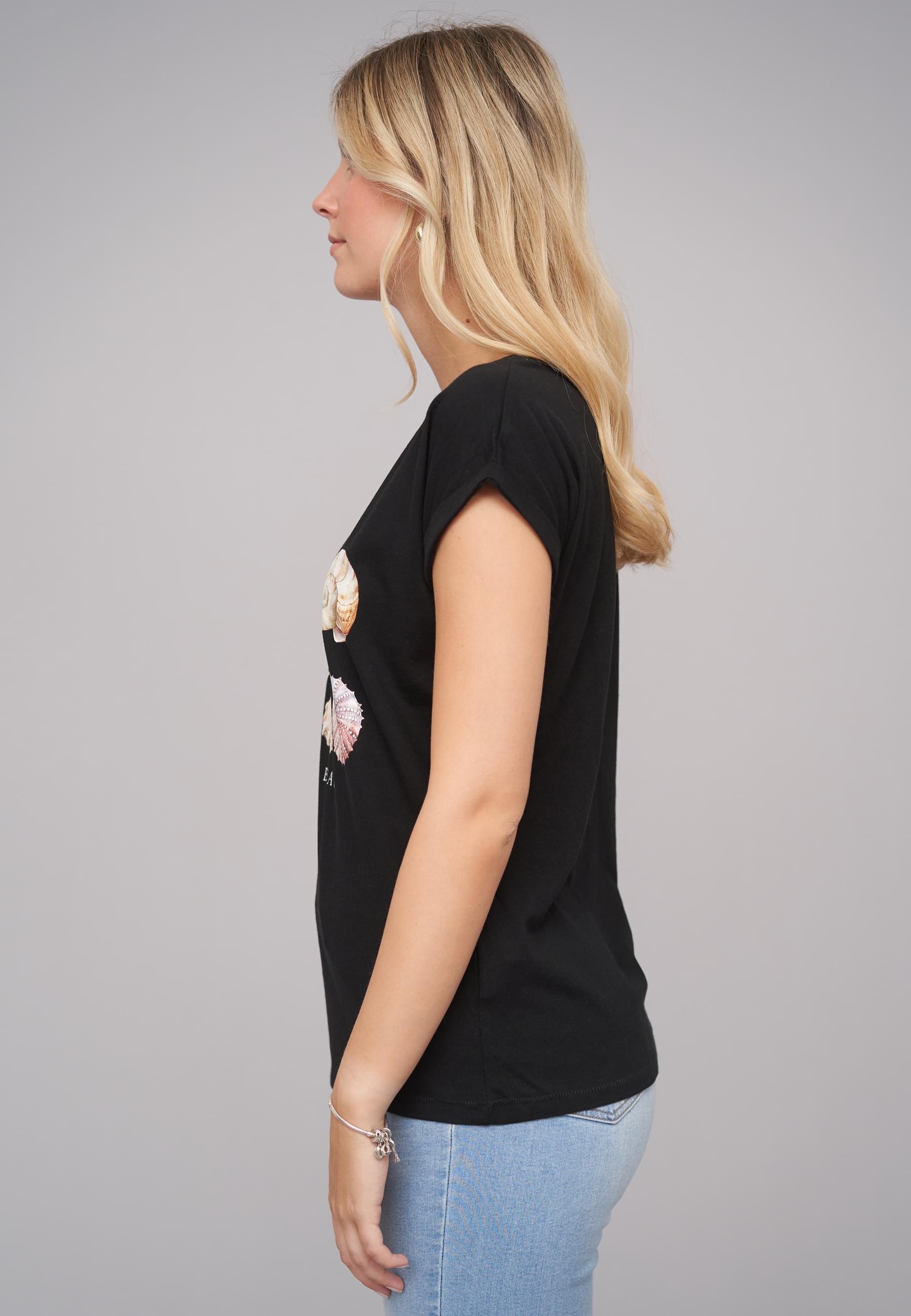 CLOUD 5IVE T-Shirt »CLOUD 5IVE Ladies Seashell Black Tee«, (1 tlg.)
