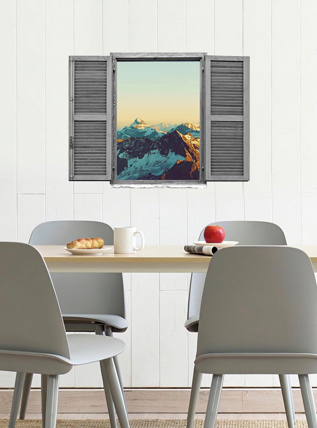 queence Wandtattoo »Berge«, (1 St.), Wandsticker, Wandbild, selbstklebend, 3D, Fenster