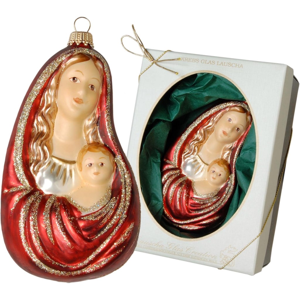 Krebs Glas Lauscha Christbaumschmuck »Maria mit Kind, Weihnachtsdeko rot, Christbaumschmuck«, (1 tlg.)