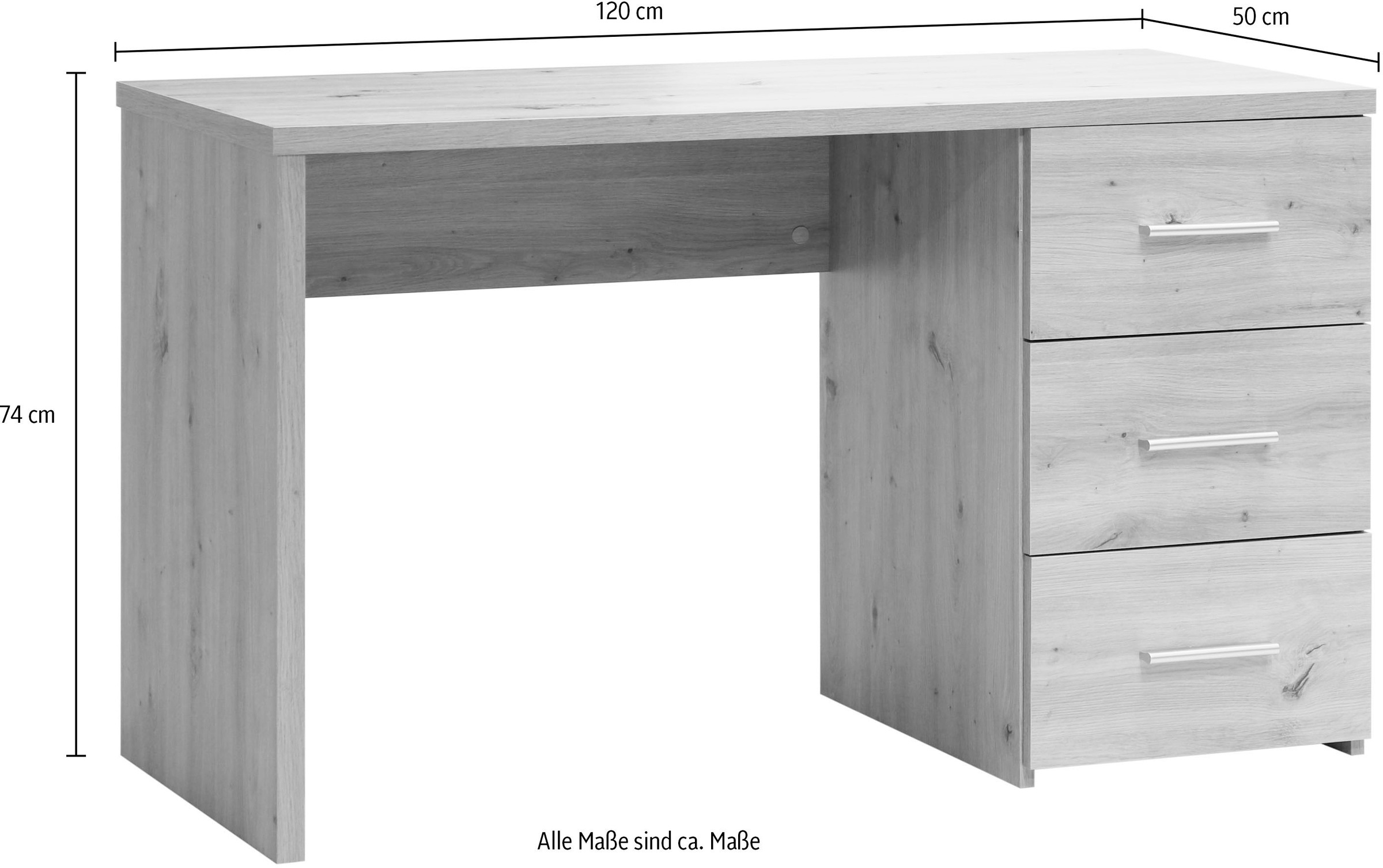 BEGA OFFICE Schreibtisch »Open«, Eiche Artisan Dekor, Home Office Desk mit 3 Schubladen