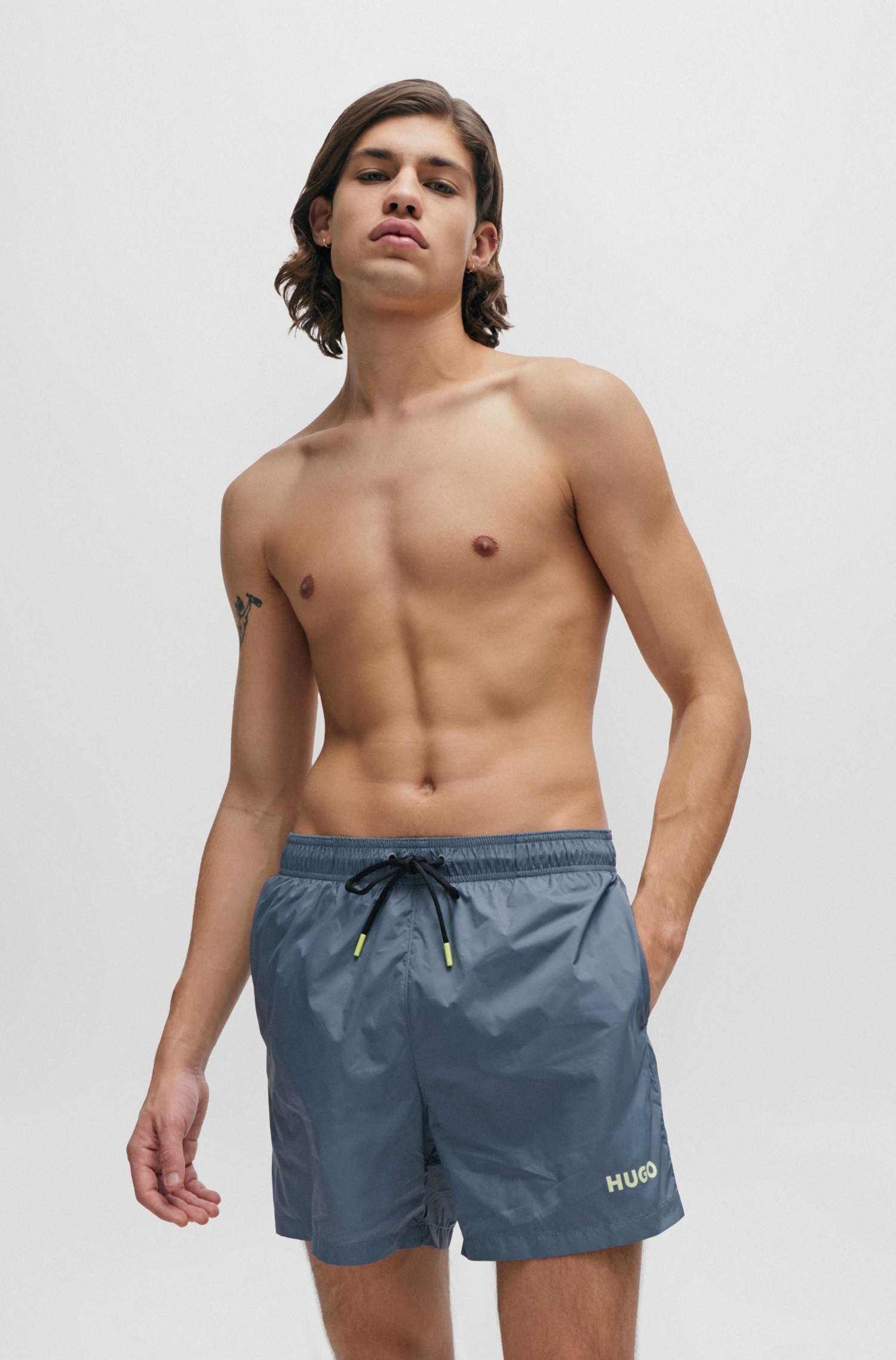 HUGO Underwear Badepants, mit Logo-Kordelzug