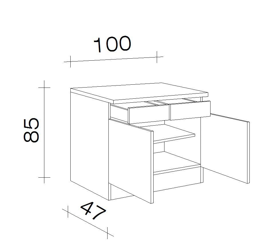 Flex-Well Unterschrank »Bergen«, (B T) für cm, 100 x Stauraum 85 BAUR H x | 50 x x viel