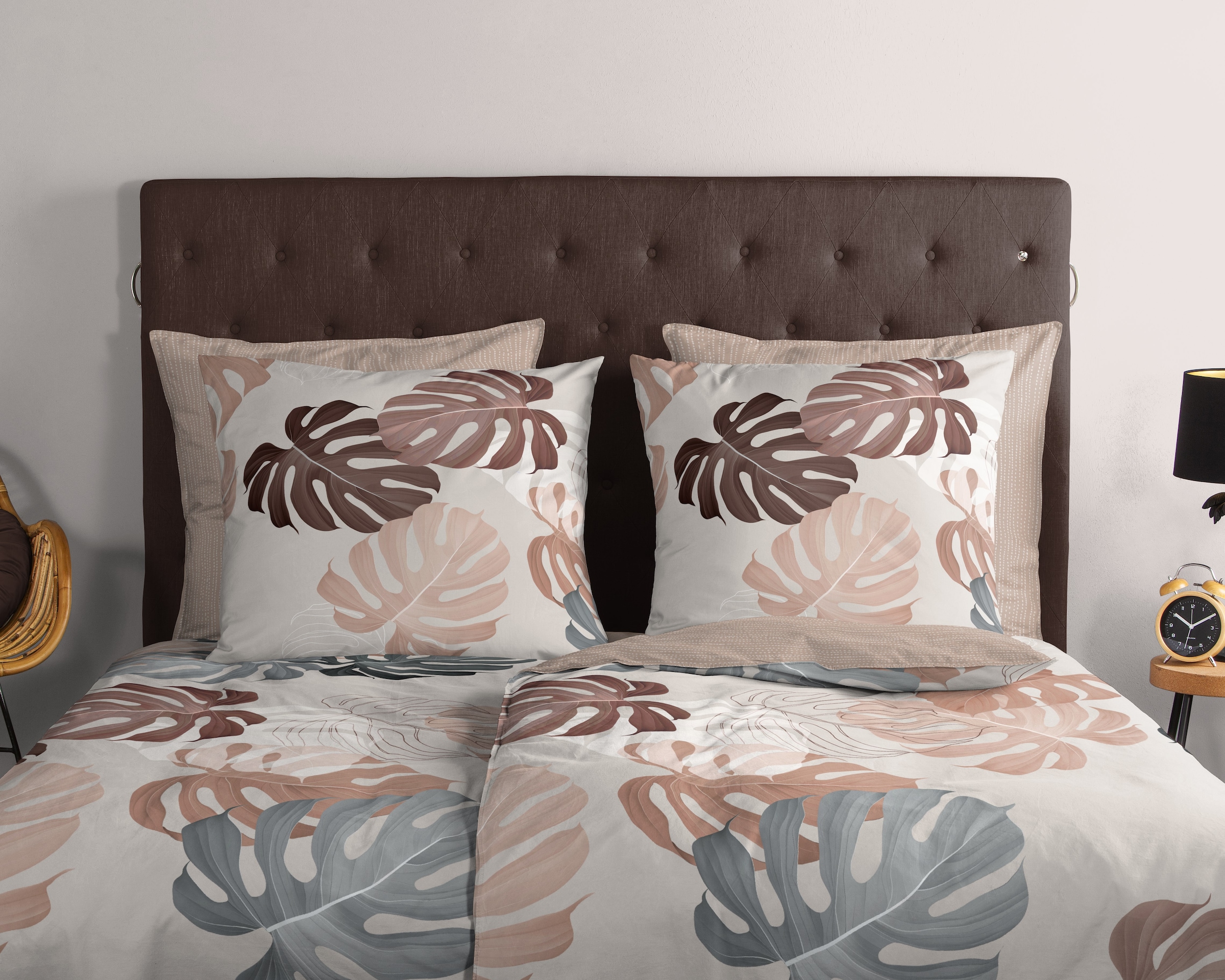 good morning Wendebettwäsche »Cianna« 2 100% Baumwolle, Renforcé, Reißverschluss, Wendeoptik, Blätter