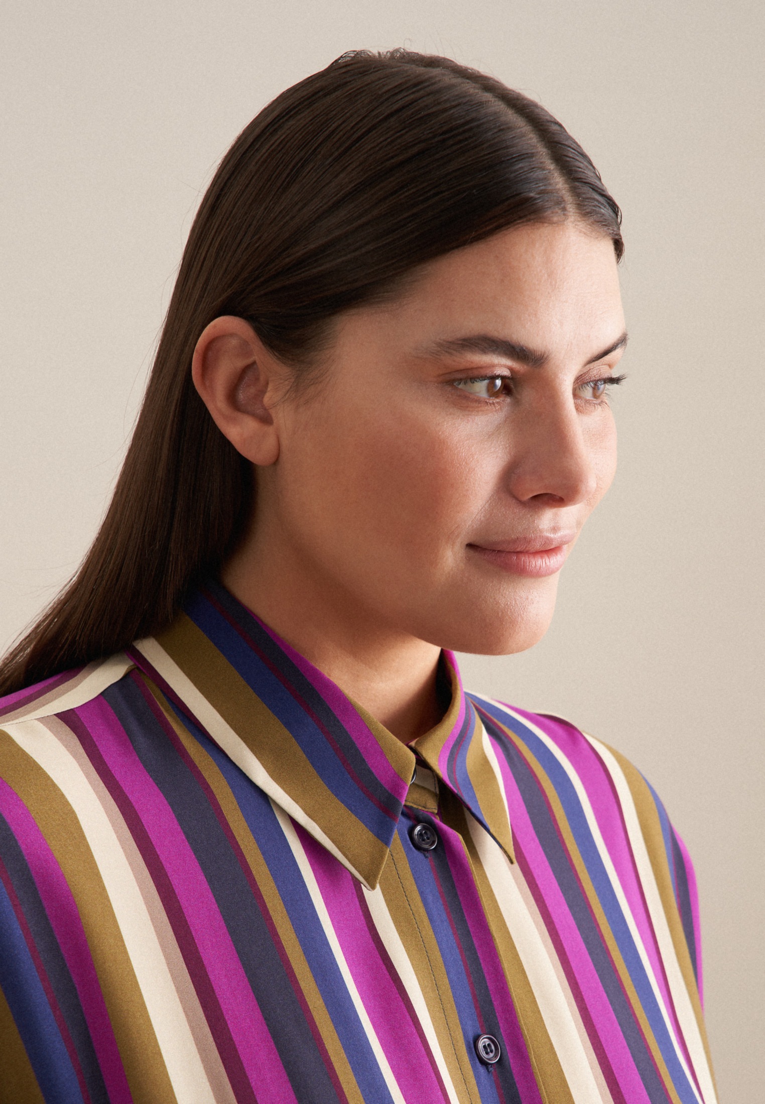 Thumbnail - seidensticker Sommerkleid "Schwarze Rose" Langarm Kragen Druck