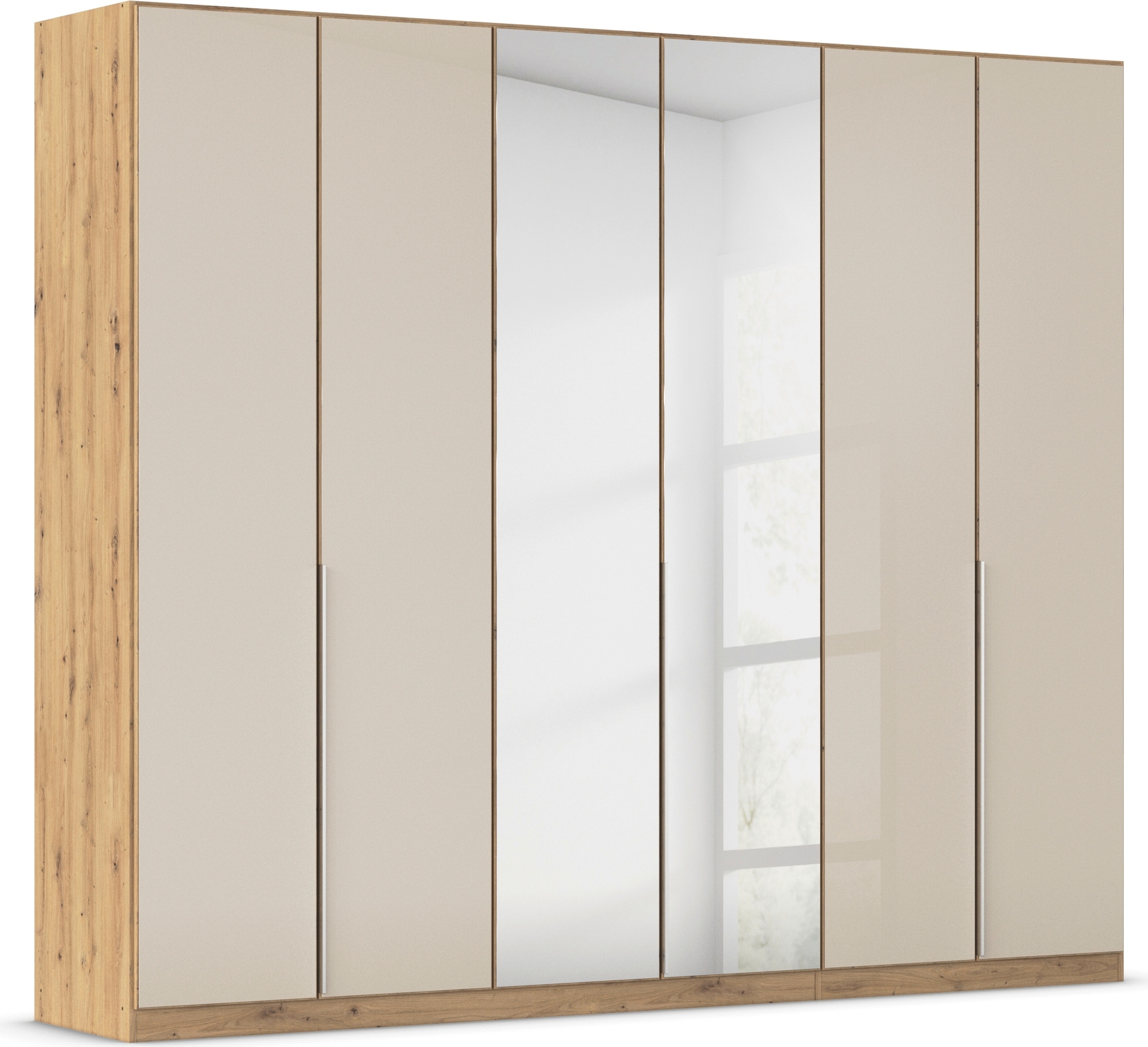 OTTO home Drehtürenschrank "Kleiderschrank Schrank Garderobe AGORDO mit Glasfront und Spiegel" in zwei Griff-Farben, Breiten 91-405 cm, durchdachte Innenausstattung, in 8 Breiten und 2 Höhen MADE IN GERMANY