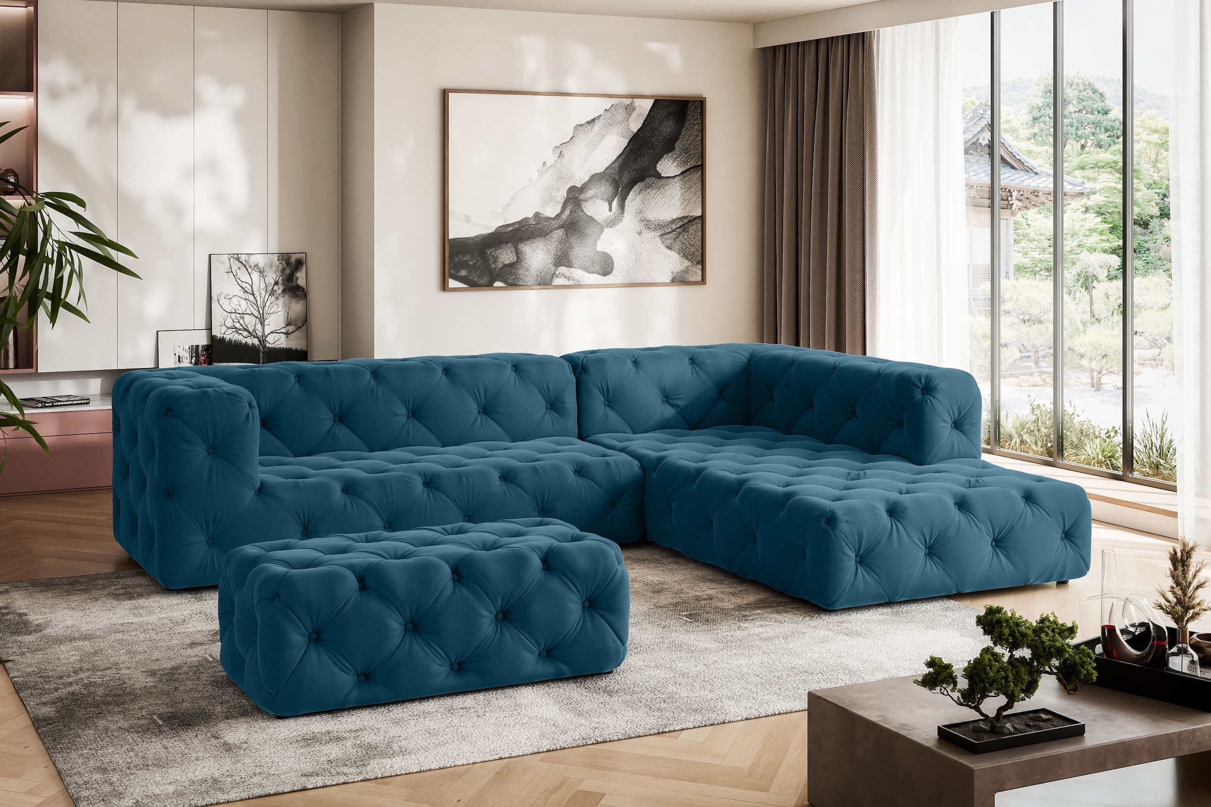 Home affaire Ecksofa "FOLLINA" L-Form, mit klassischer Chesterfield-Knopfhe günstig online kaufen