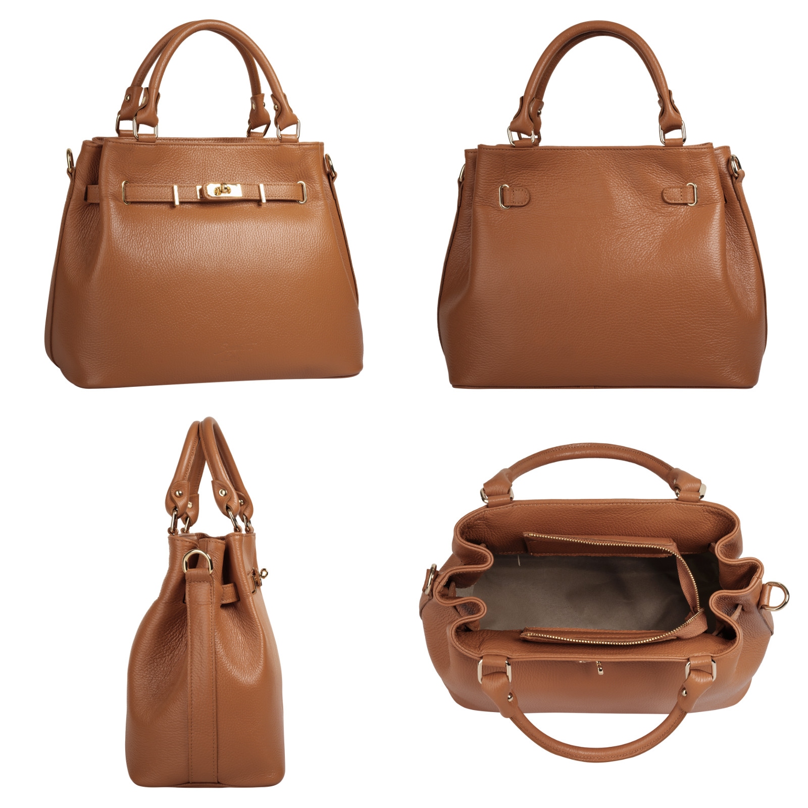 Samantha Look Henkeltasche, echt Leder, Made in Italy, geräumige Henkeltasche mit Smartphonefach