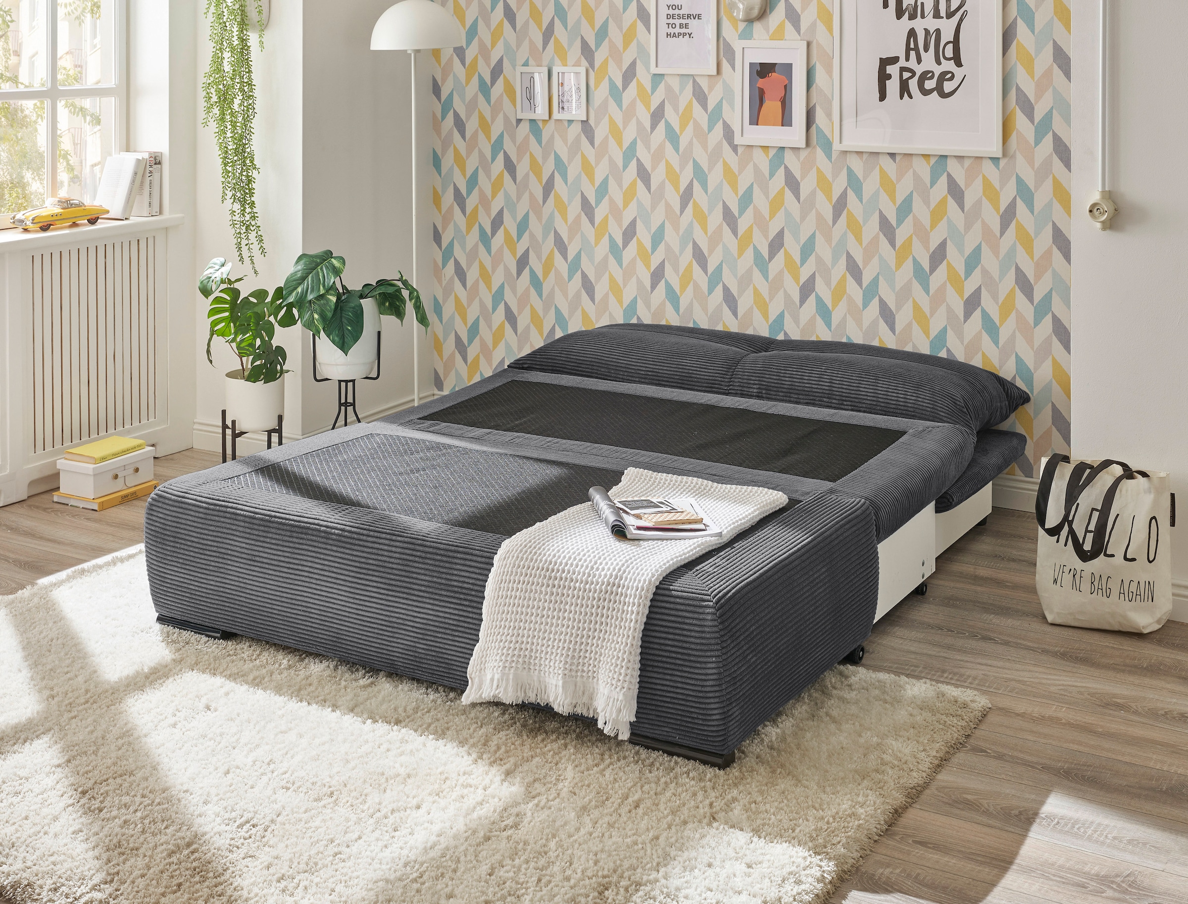 ED EXCITING DESIGN Schlafsofa »Charlie«, Schlafsessel mit Bettkasten & 1 Rückenkissen