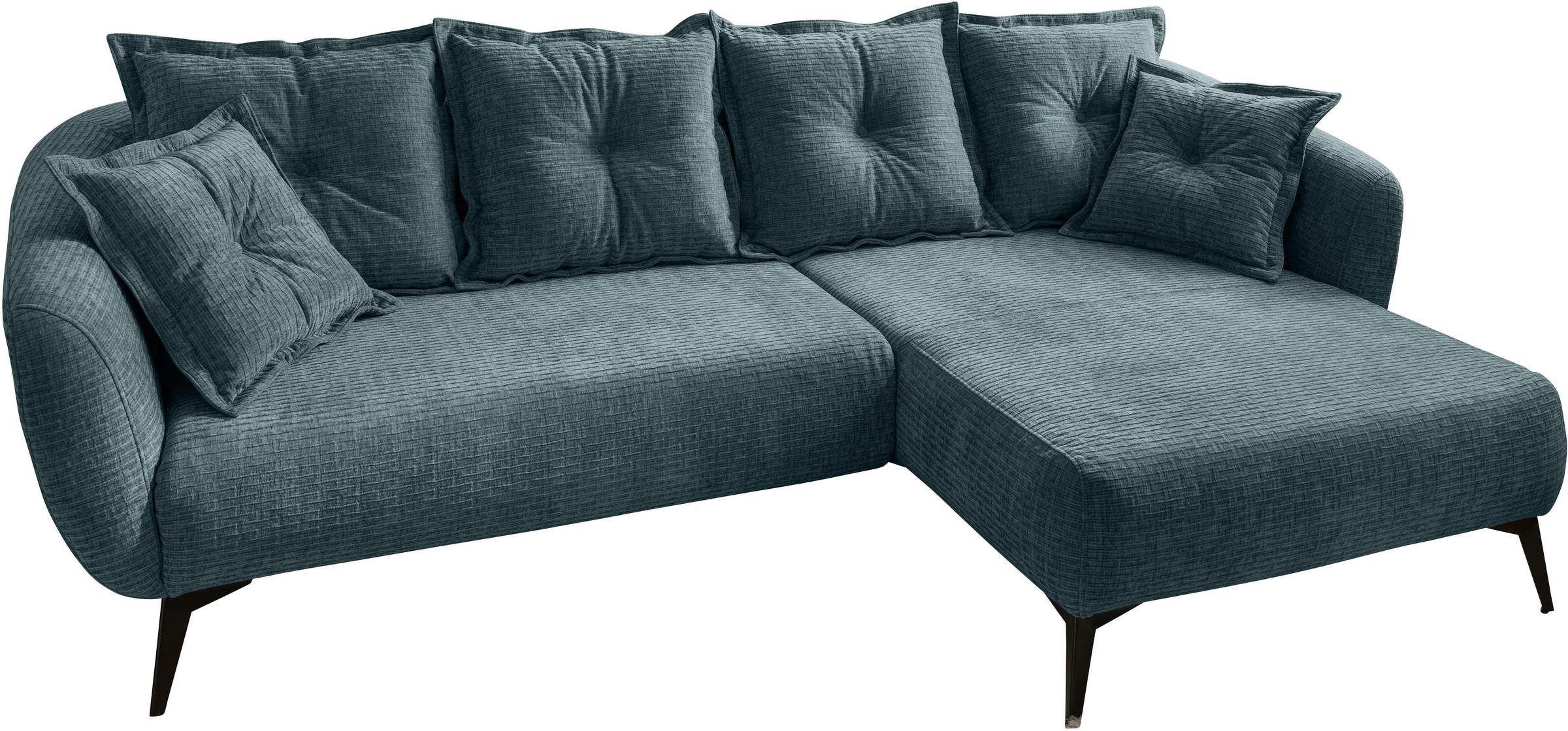 Home affaire Ecksofa »Baggio Stellmaße 277/162 cm, modern & elegant, hoher Fuß« L-Form, schwarze Metallfüße