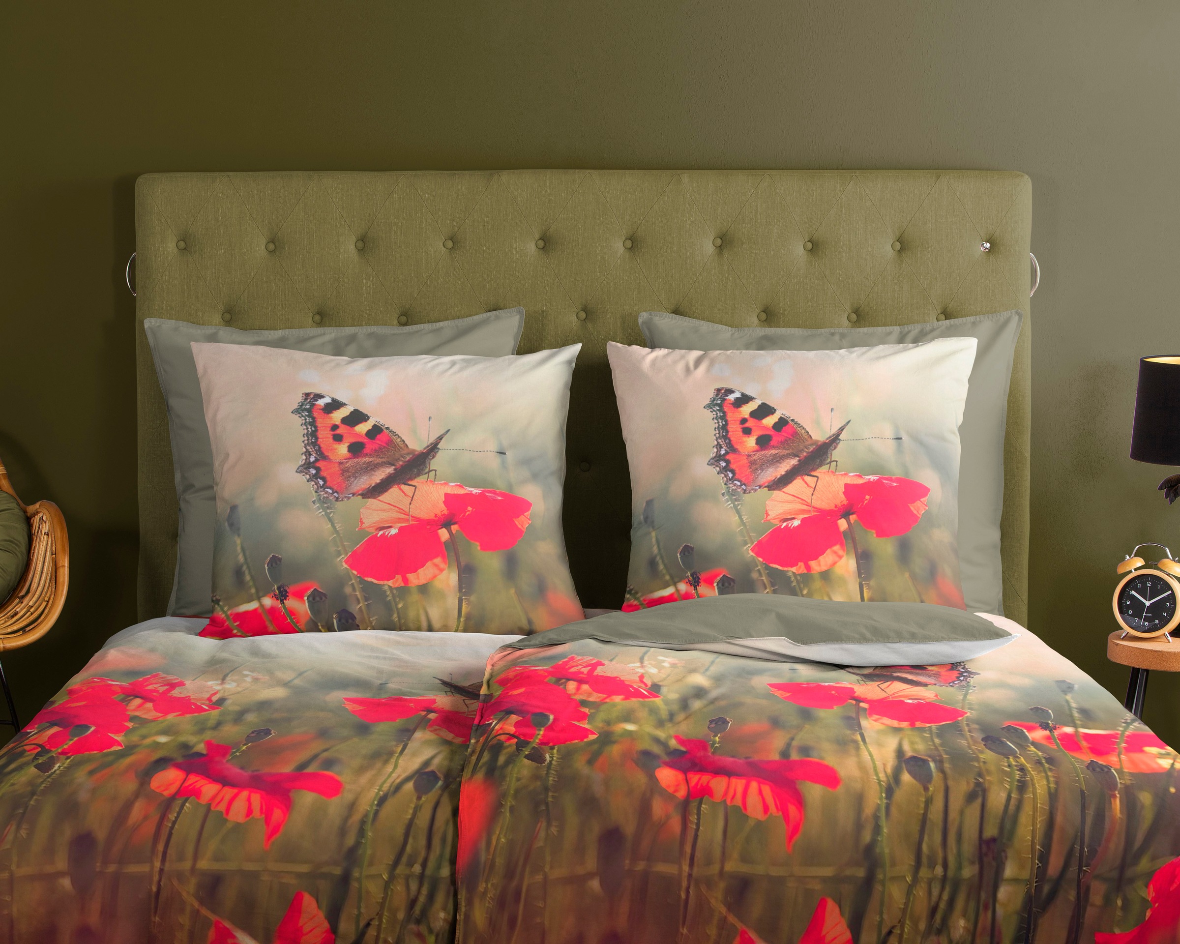 Thumbnail - good morning Wendebettwäsche "Poppies" 2 Stk. 100% Baumwolle, 135x200, 2 Teilig, Reißverschluss, Wendeoptik, Poppy