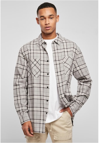 Langarmhemd »Urban Classics Herren Long Oversized Grey Check Shirt«, (1 tlg.)