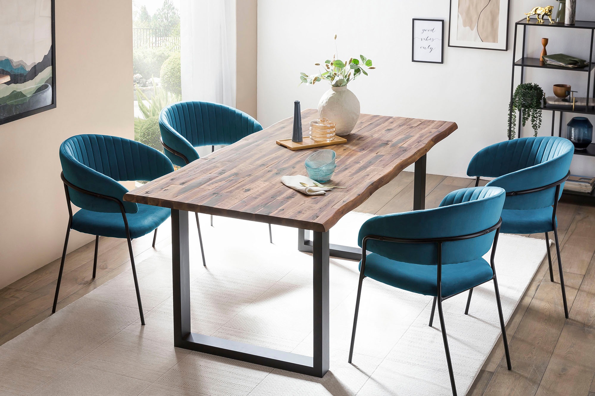 SALESFEVER Esstisch Dining Table Natural/Black 180x90cm 2