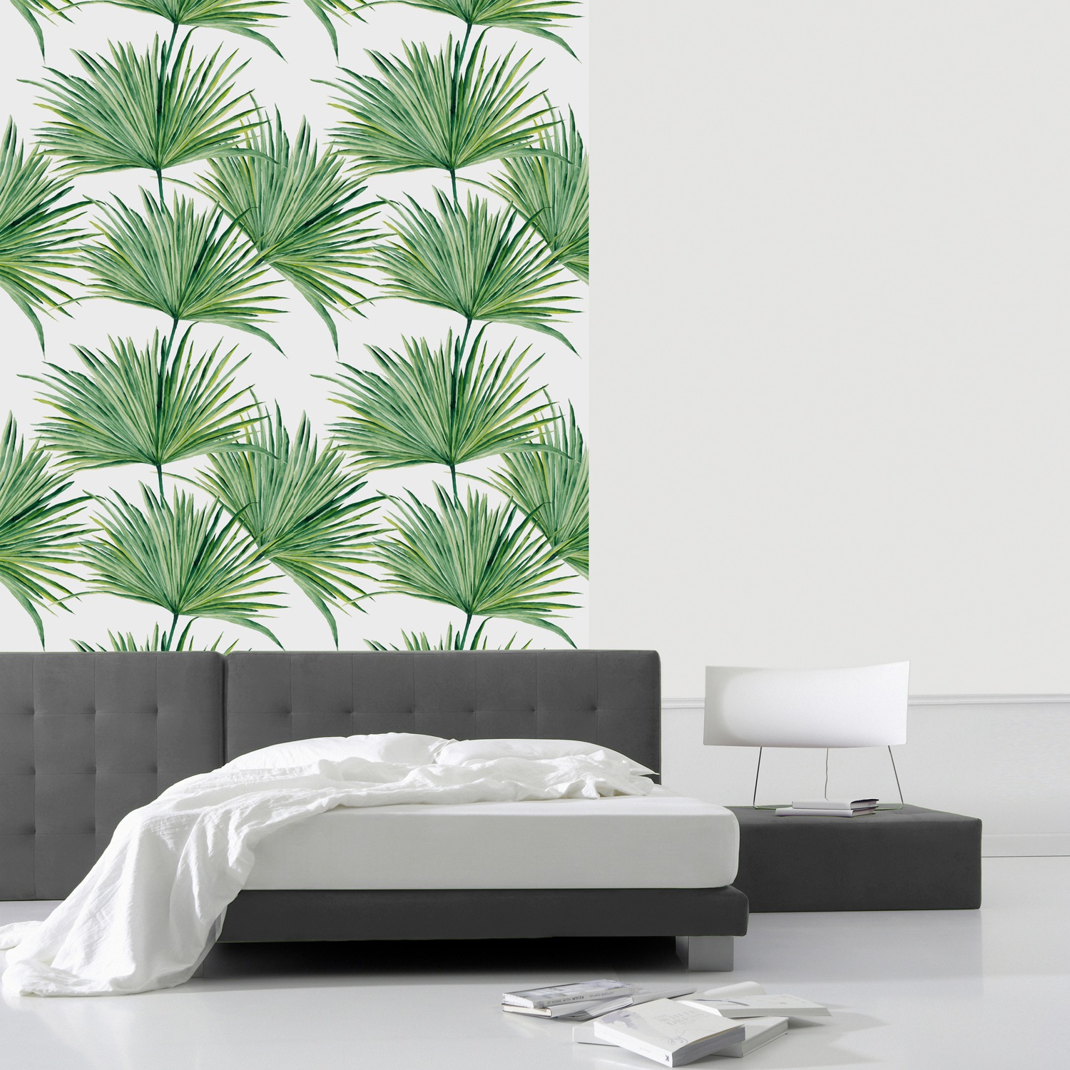 queence Vinyltapete »Tropische Blätter-Grün« Motiv | bedruckt | botanisch | floral | gemustert | natürlich glatt 90x250cm, selbstklebend, kinderleichte Anbringung, , Sticker