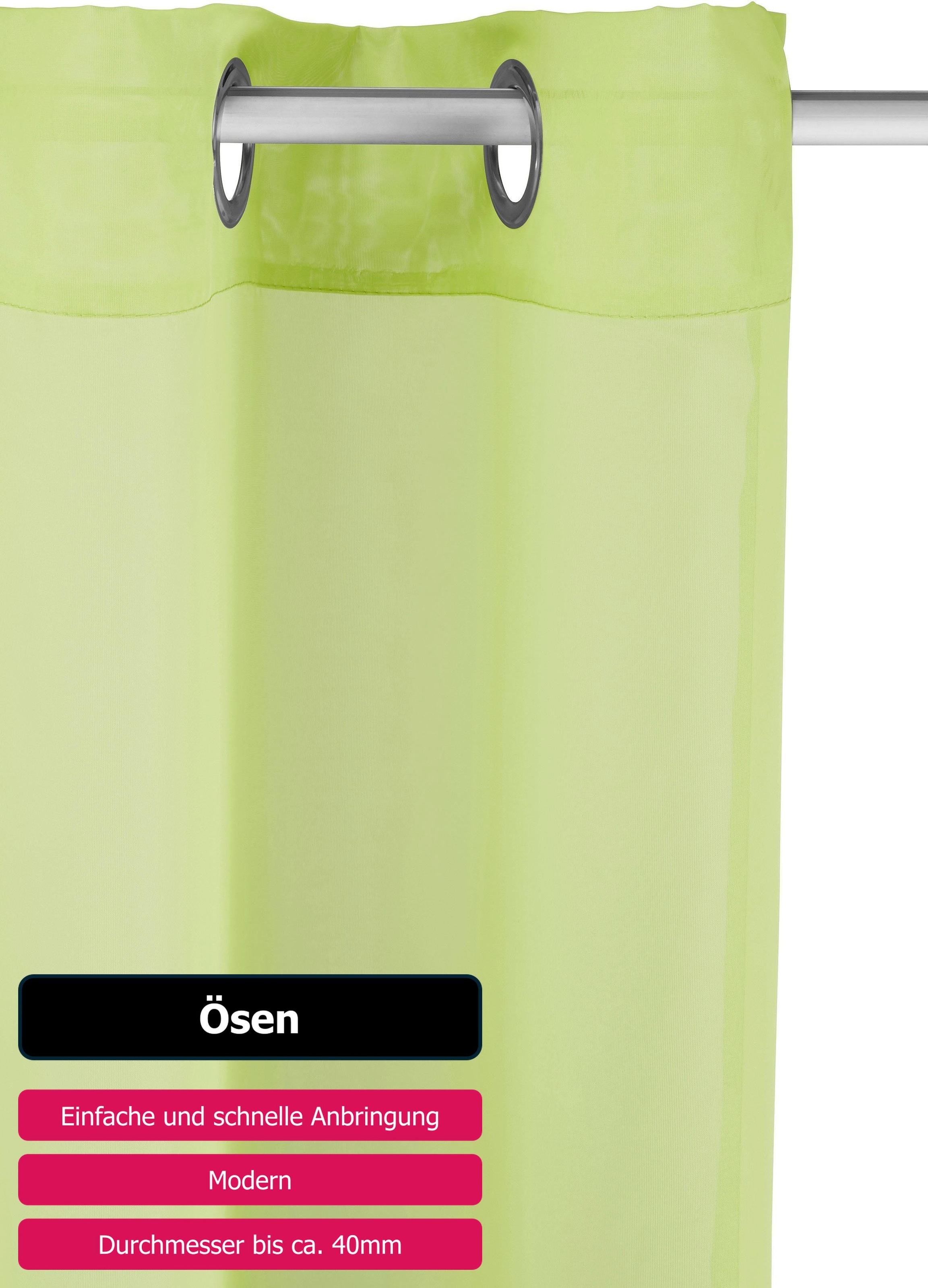 my home Gardine »XANA mit Ösen, Kräuselband oder Schlaufen«, (1 St.), Bestseller, einfarbig, 1 bzw. 2 Schals, pflegeleicht, Schal