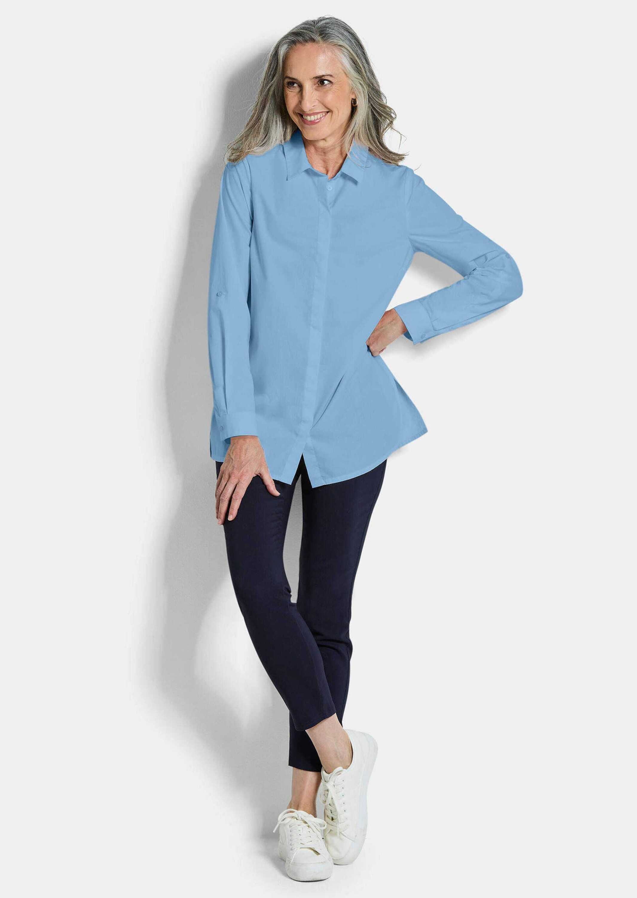 GOLDNER Hemdbluse "Baumwollbluse mit Hemdkragen" Mit Seitenschlitzen günstig online kaufen