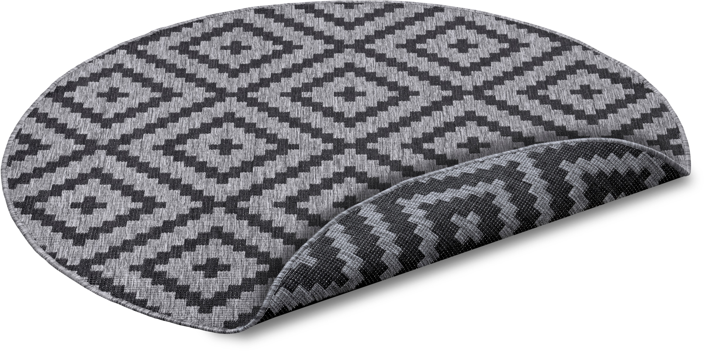 my home Teppich »Ronda Wendeteppich«, rund, 5 mm Höhe, Sisal-Optik, Flachgewebe, In- und Outdoor, geometrisches Boho Design