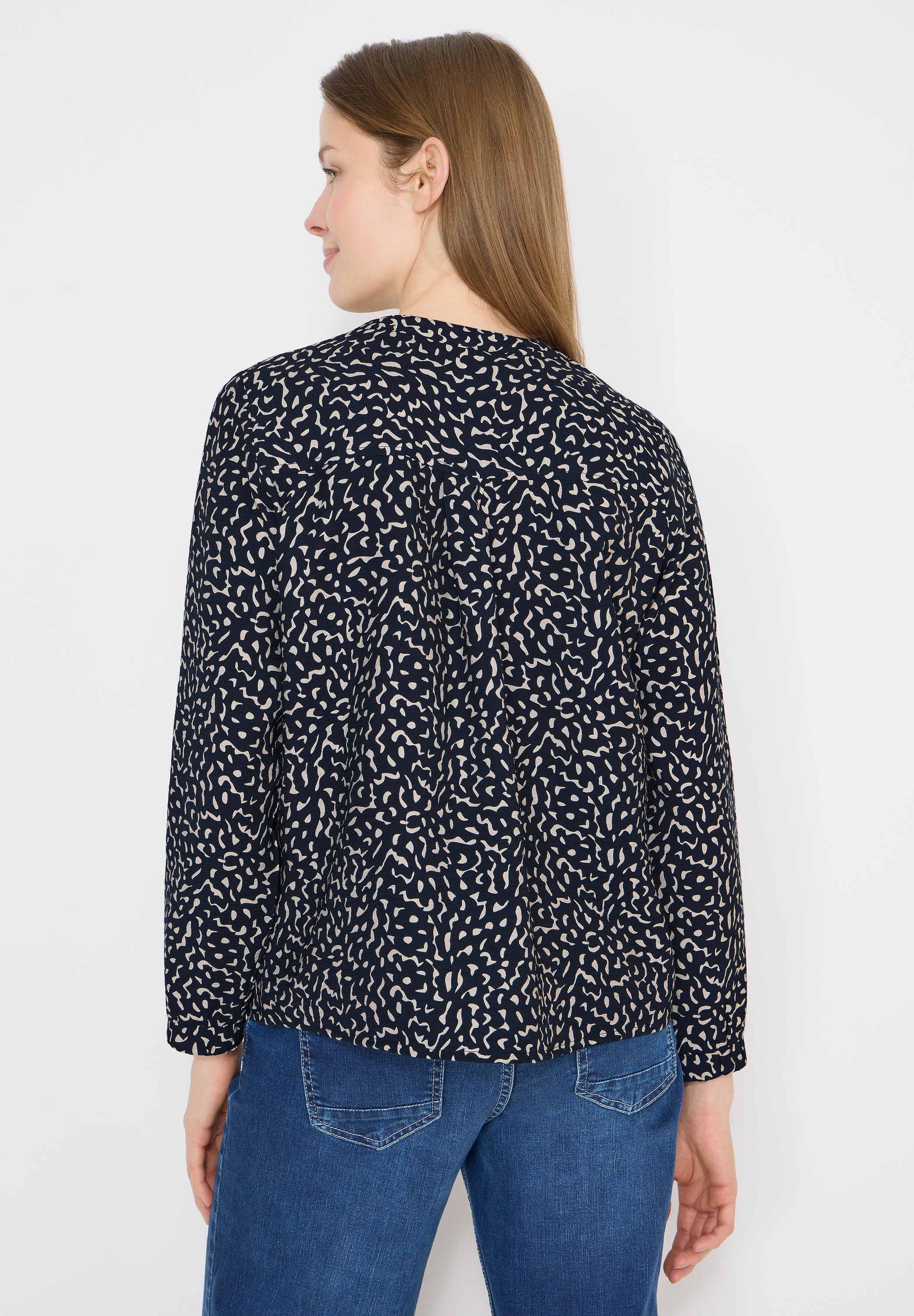 Cecil Langarmbluse mit geschlitztem Rundhalsausschnitt günstig online kaufen