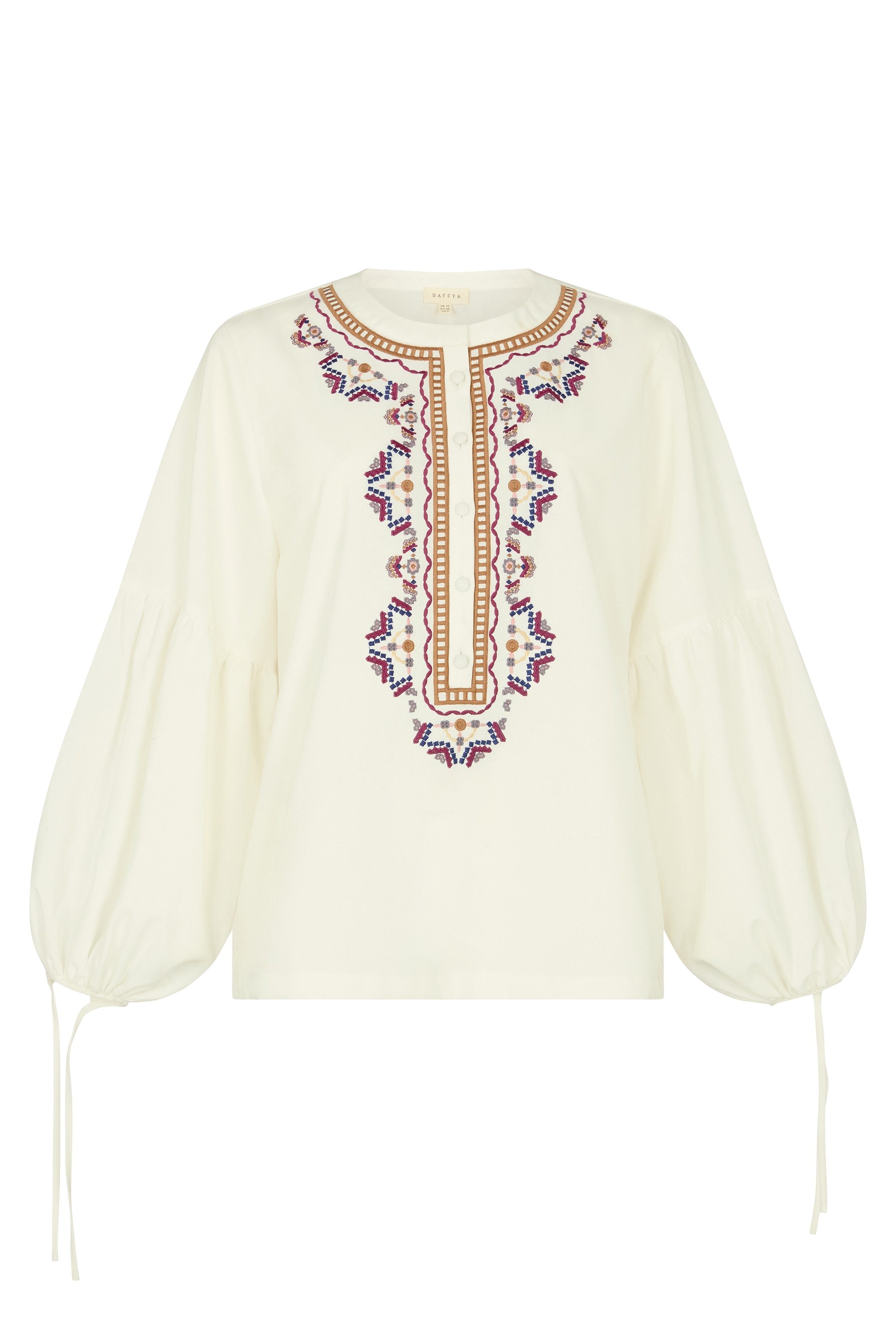 RAFFYA Hemdbluse "Anai Half Placket Embroidered Blouse Damen" günstig online kaufen