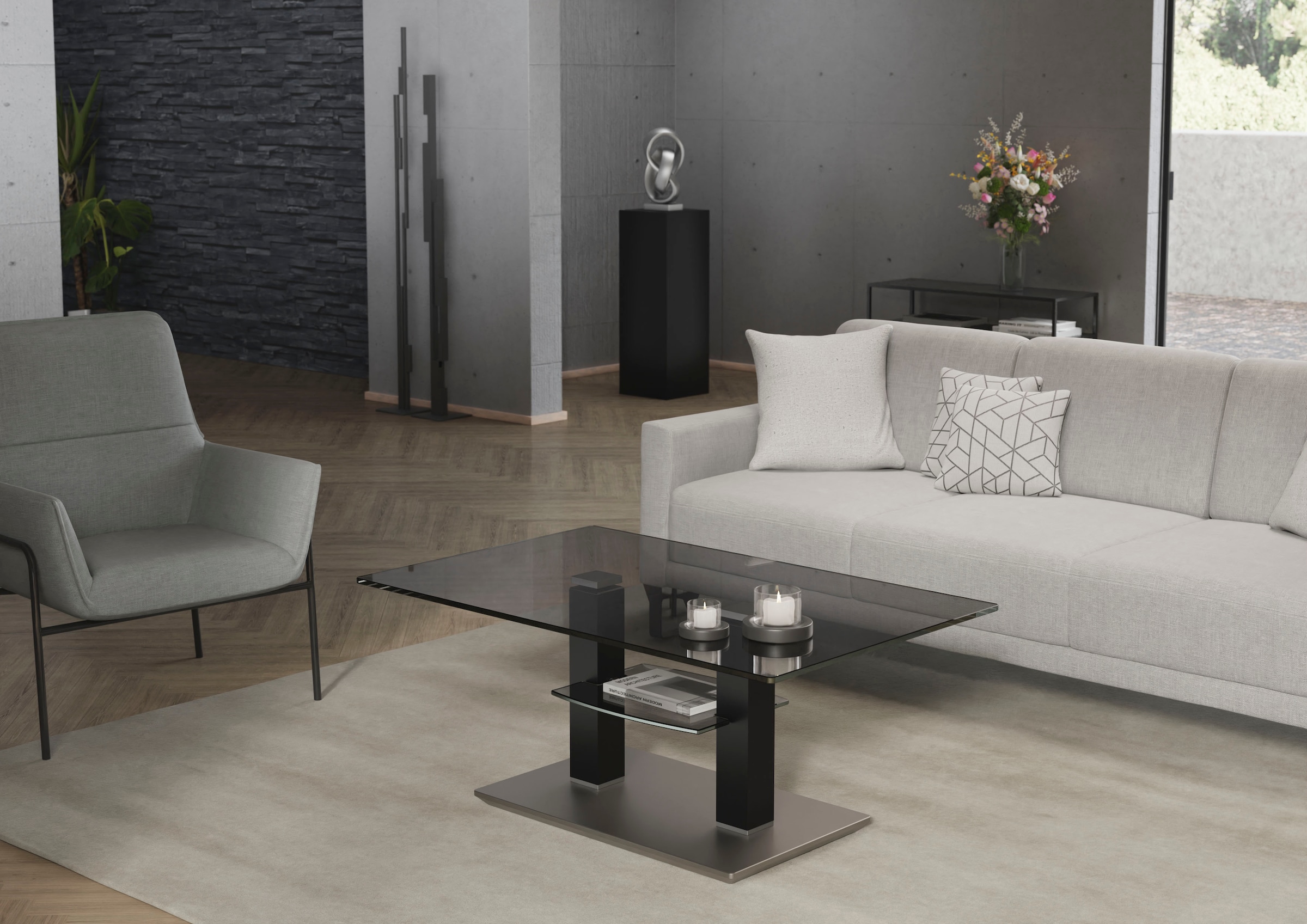 Eve Collection Couchtisch, stufenlos höhenverstellbar, rollbar