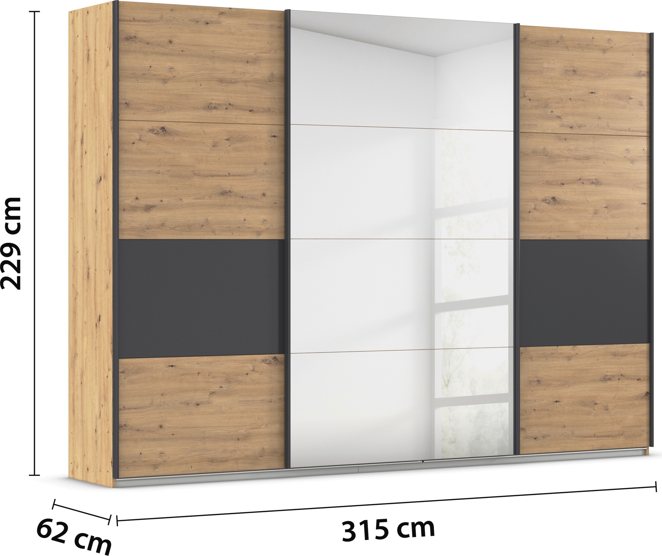 rauch Schwebetürenschrank »Schwebetürenschrank Kleiderschrank Schrank Garderobe CORTONA«, inkl. Inneneinteilung, 2 Stoffboxen und zusätzlichen Einlegeböden