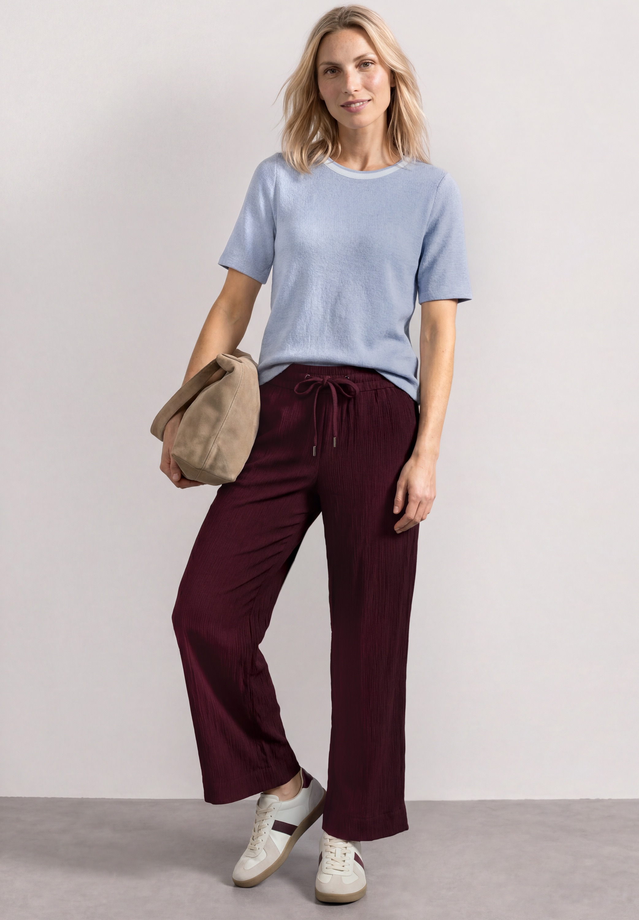 STREET ONE Kurzarmshirt Kurzarm Sommershirt im Strick-Look mit Rundhals