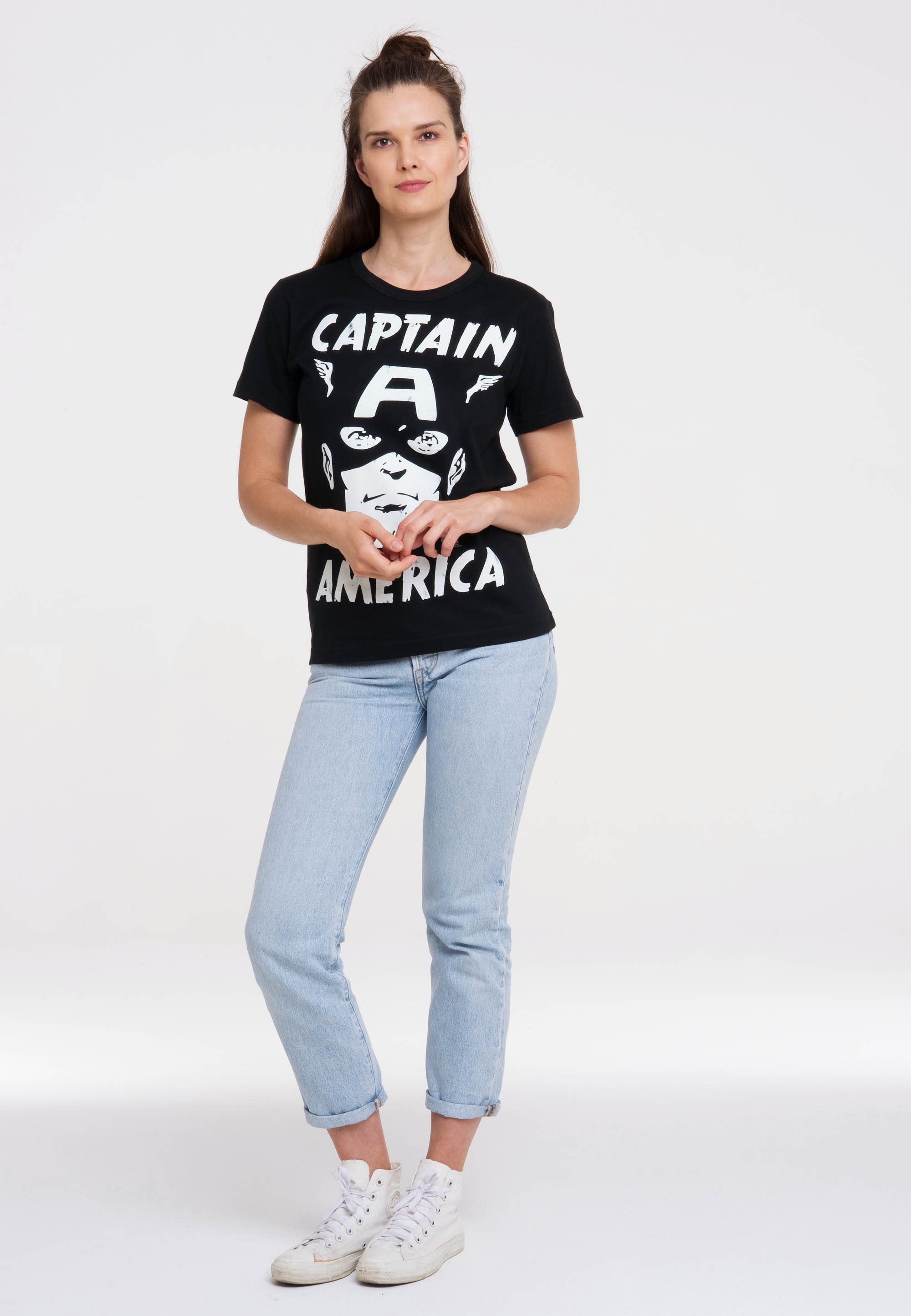 mit T-Shirt online Print Captain - | Comics lizenziertem LOGOSHIRT »Marvel America«, BAUR bestellen