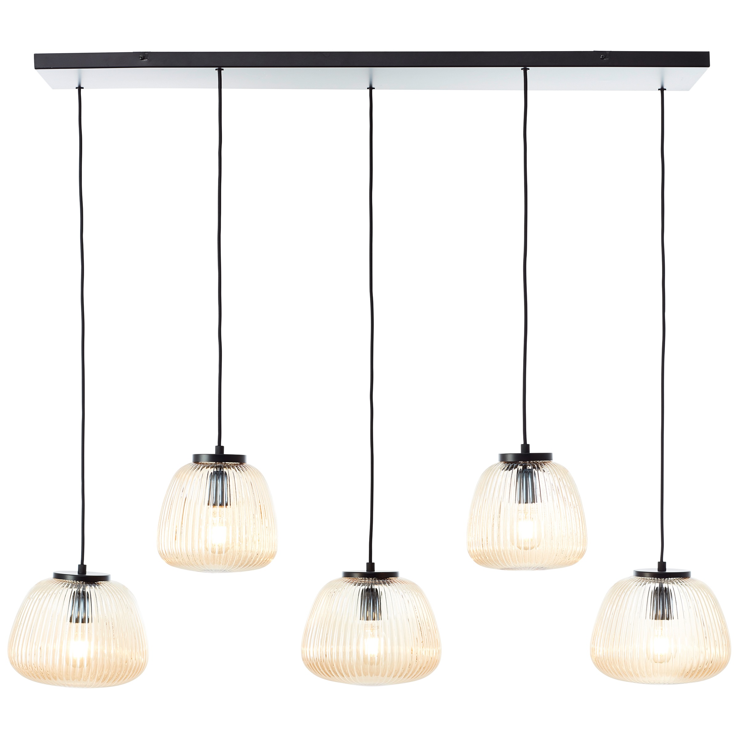 Brilliant Pendelleuchte »Kaizen«, 5 flammig, Leuchtmittel E27 | ohne Leuchtmittel, 150 x 125 x 48 cm, 5 x E27, kürzbar, Riffelglas