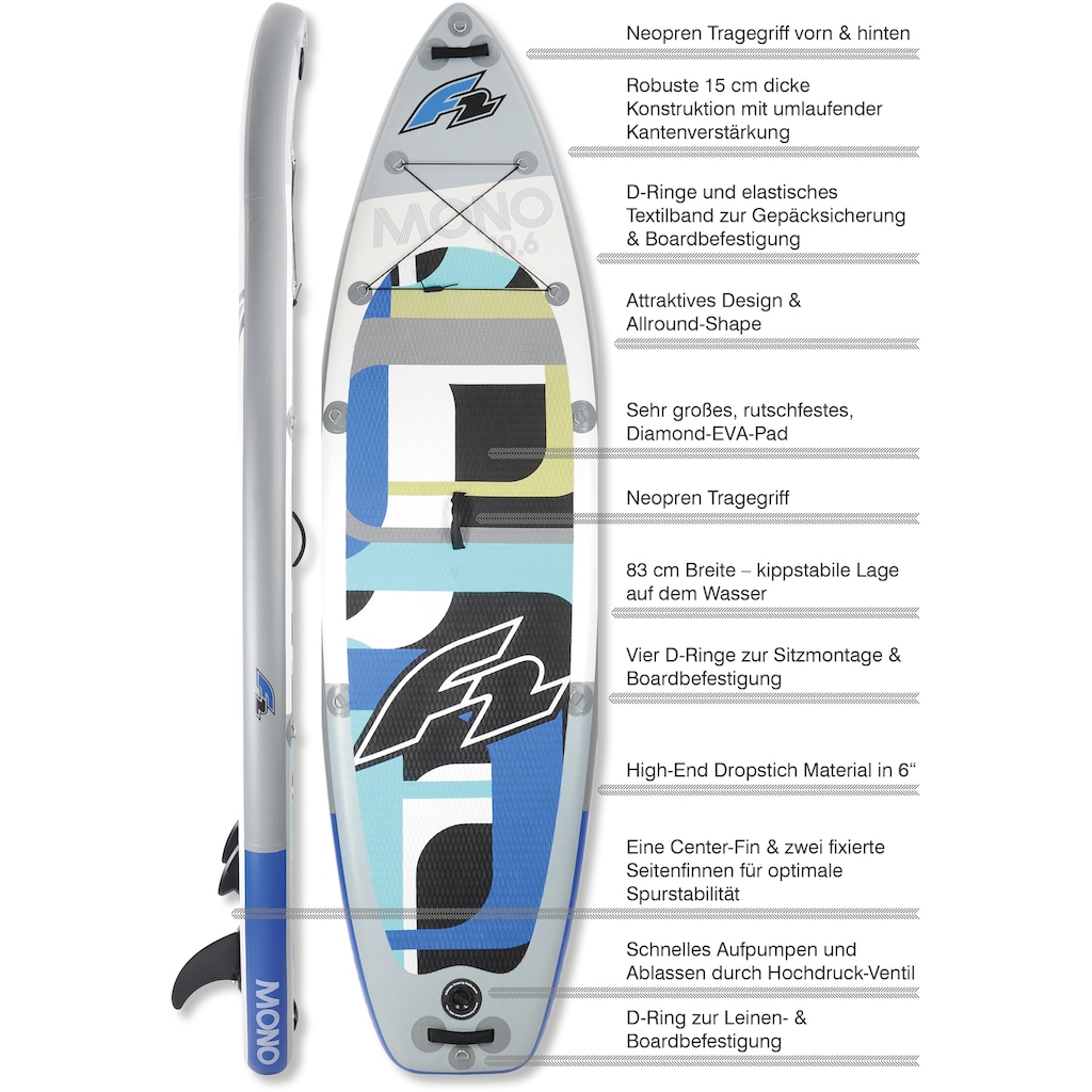 F2 Inflatable SUP-Board »F2 Mono«, (Set, 5 tlg.)